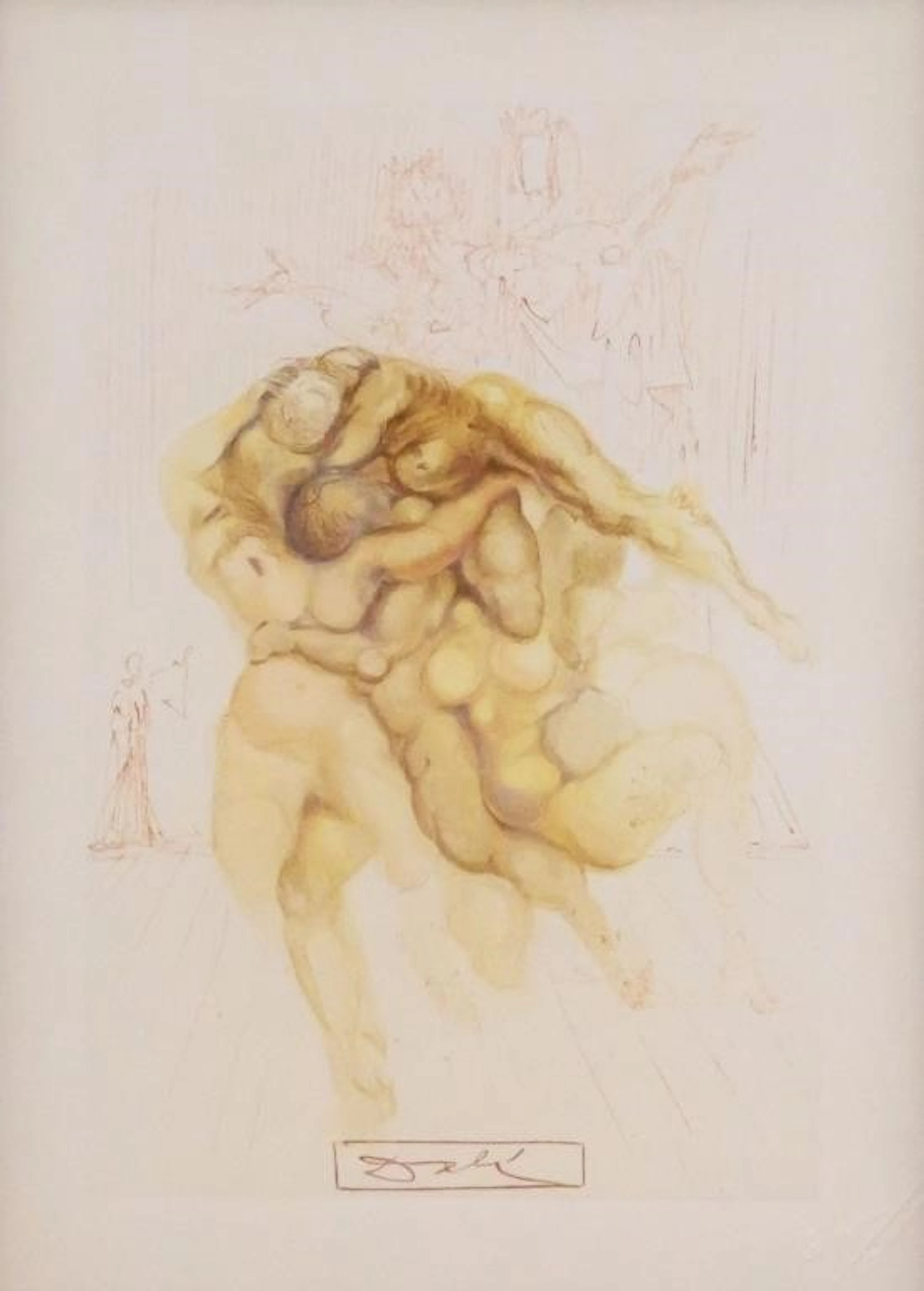 SALVADOR DALI Original Woodcut Inferno 8 COA