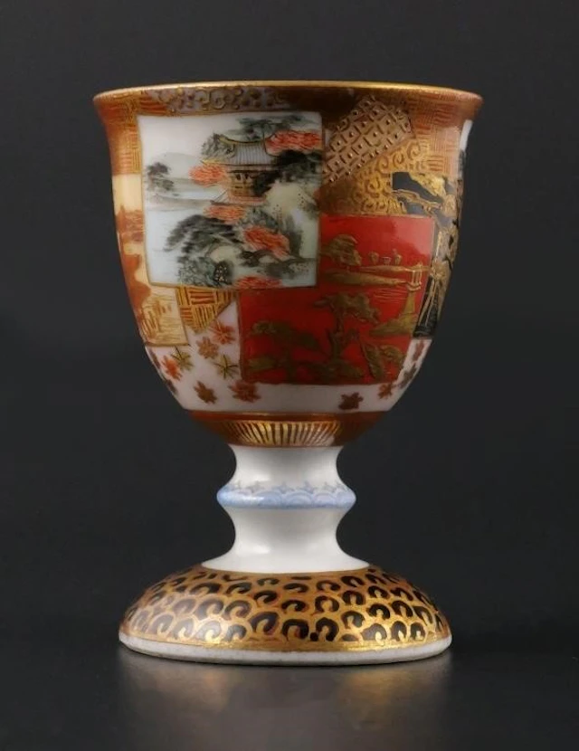 Satsuma Footed Sake Cup with Calligraphy