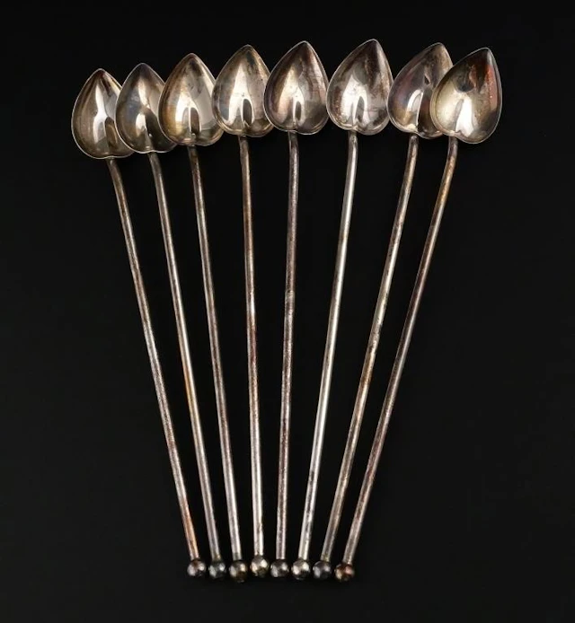 8 Sterling Silver Cocktail Straw Stirrers Set
