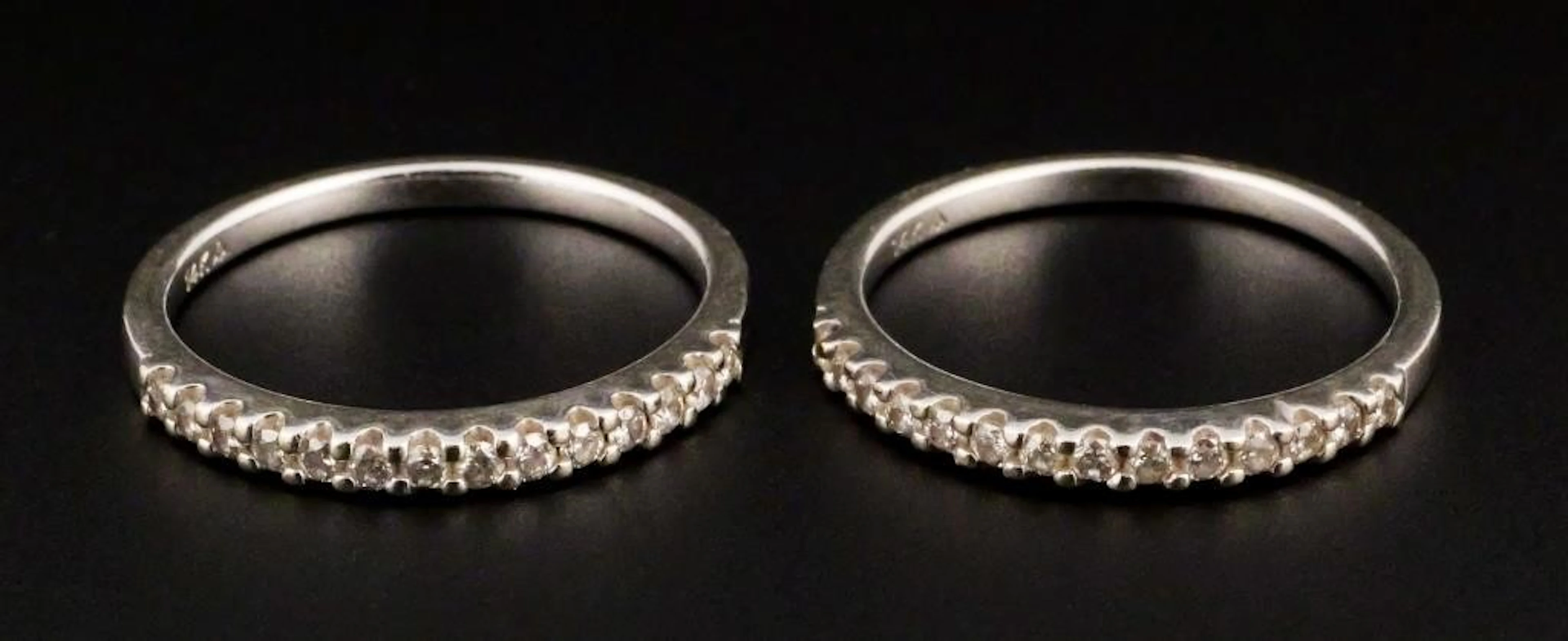14K White Gold Diamond Wedding Band Set