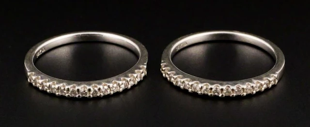 14K White Gold Diamond Wedding Band Set