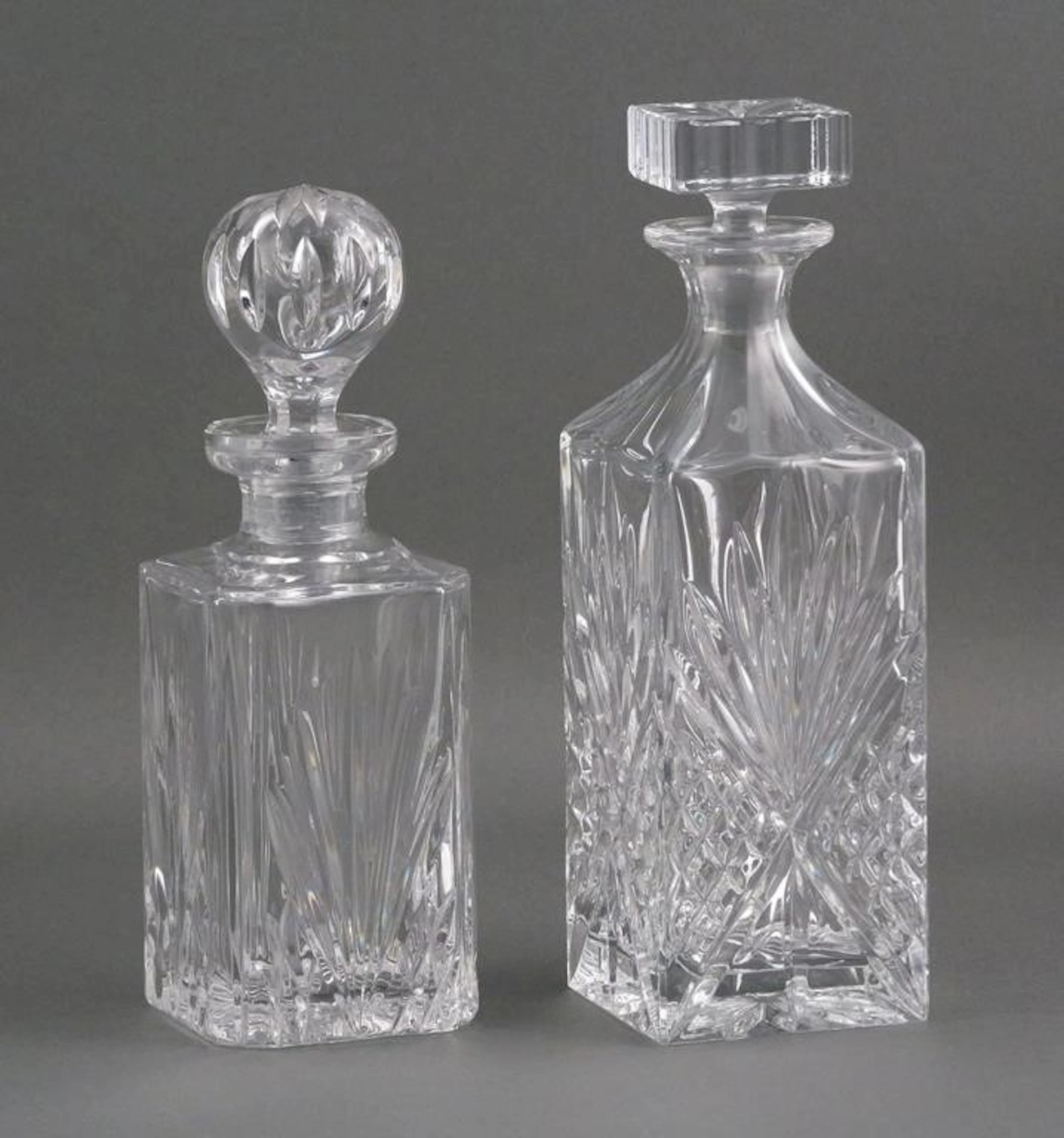 (2) Vintage Crystal Decanters w/ Stoppers