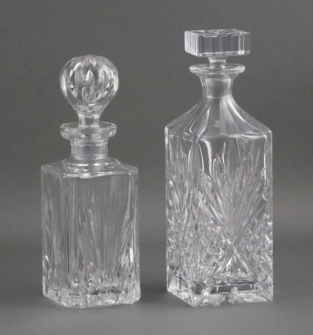 (2) Vintage Crystal Decanters w/ Stoppers