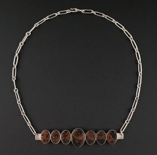 Ecuadorian SIlver and Obsidian Chain Necklace