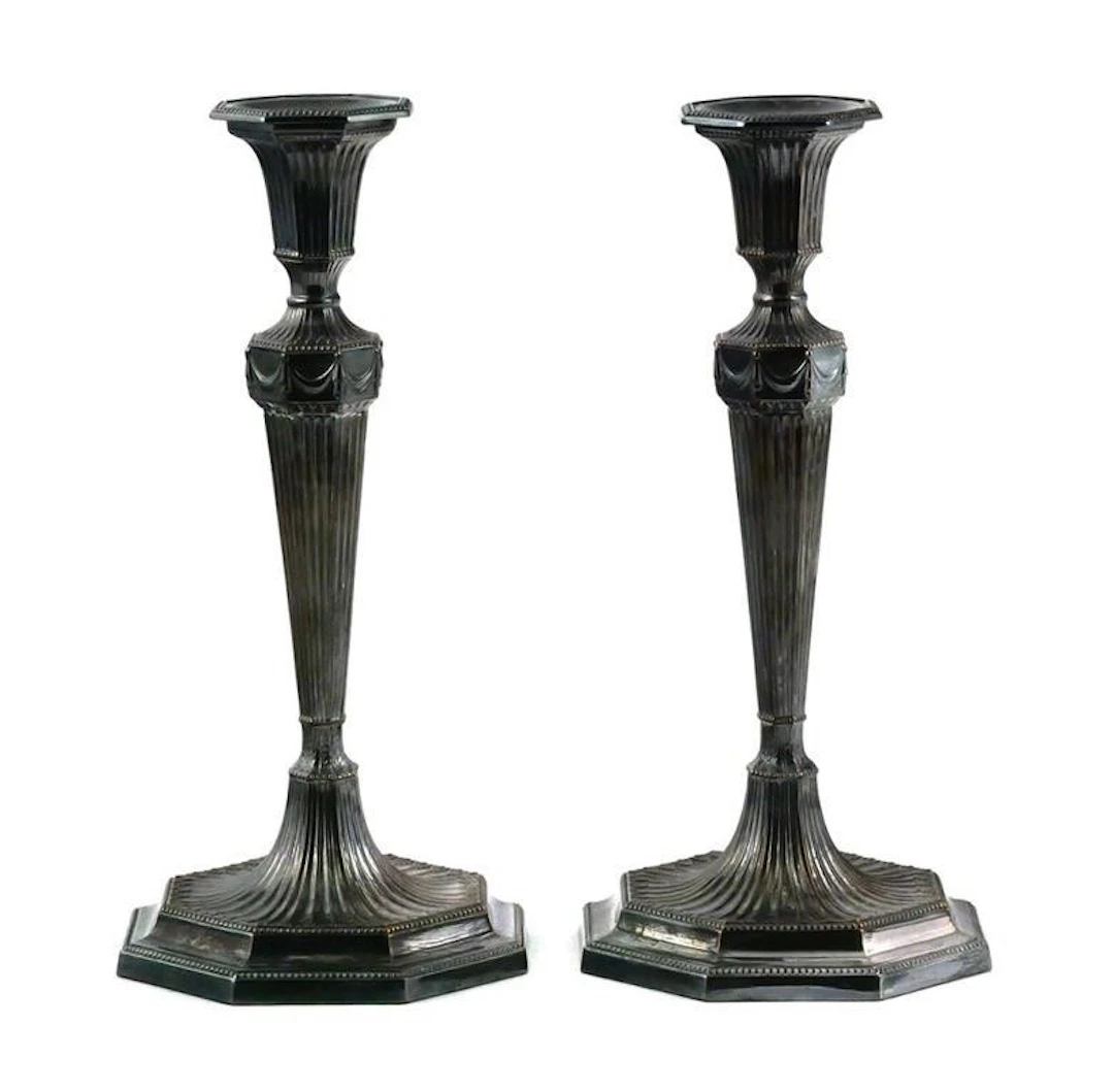 (2) Barker Ellis Silverplate Candlesticks