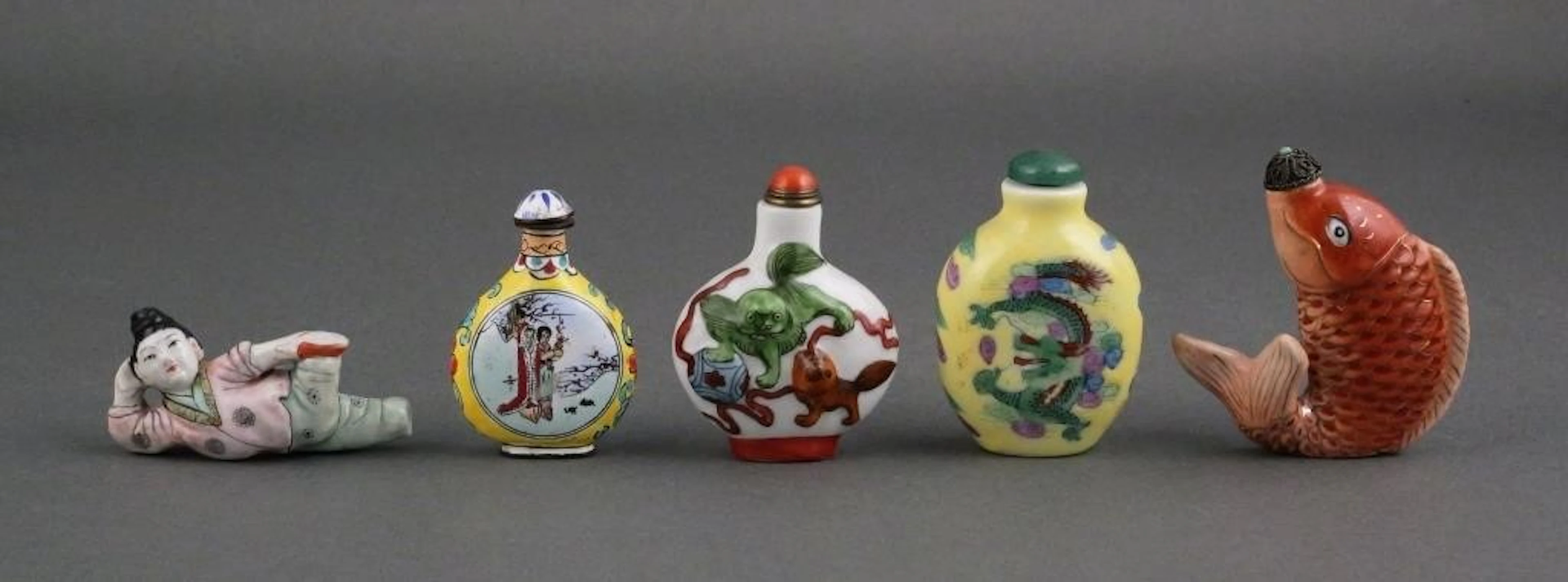 (5) Vintage Snuff Bottles