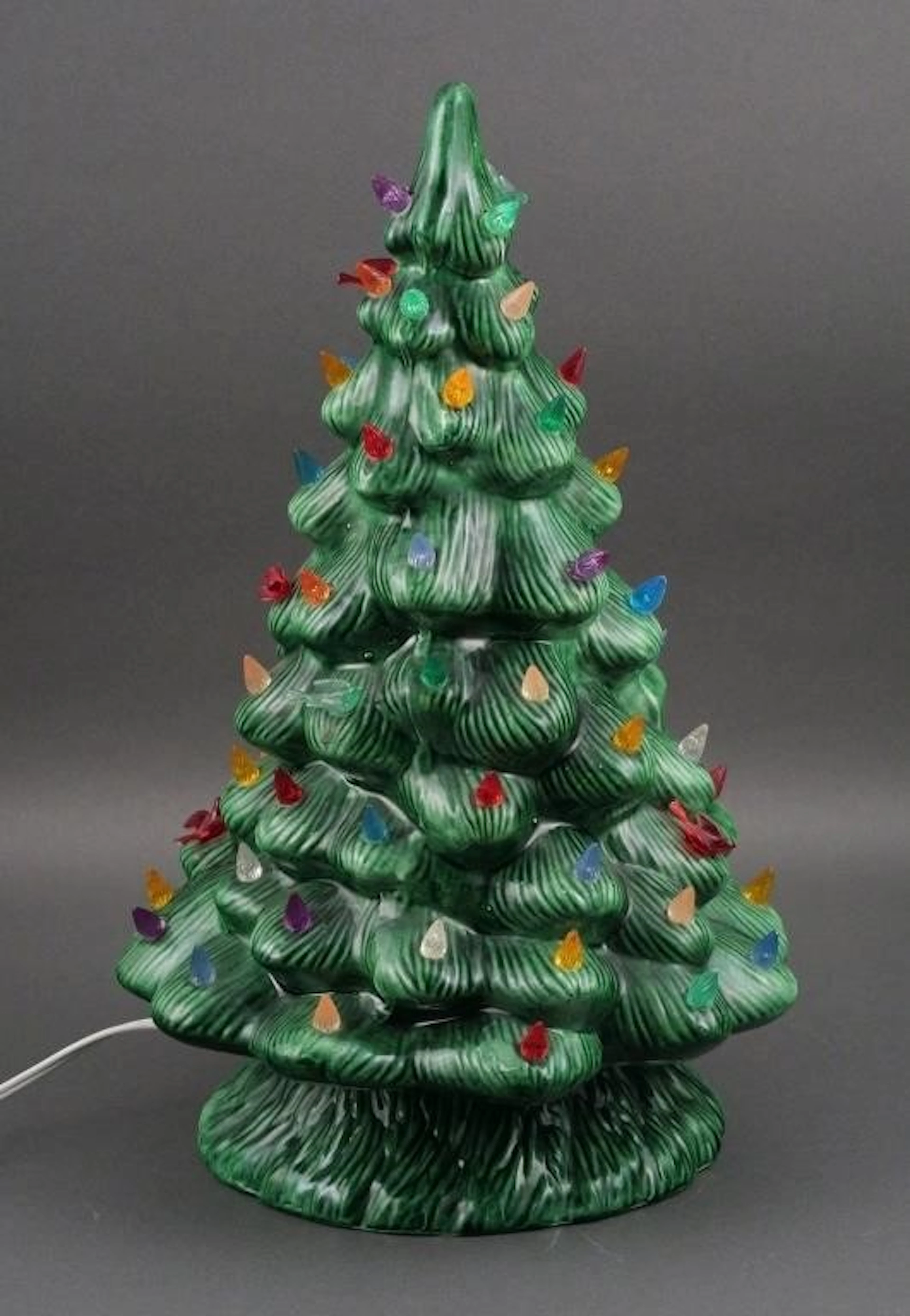 15-1/2" Green Ceramic Lighted Christmas Tree
