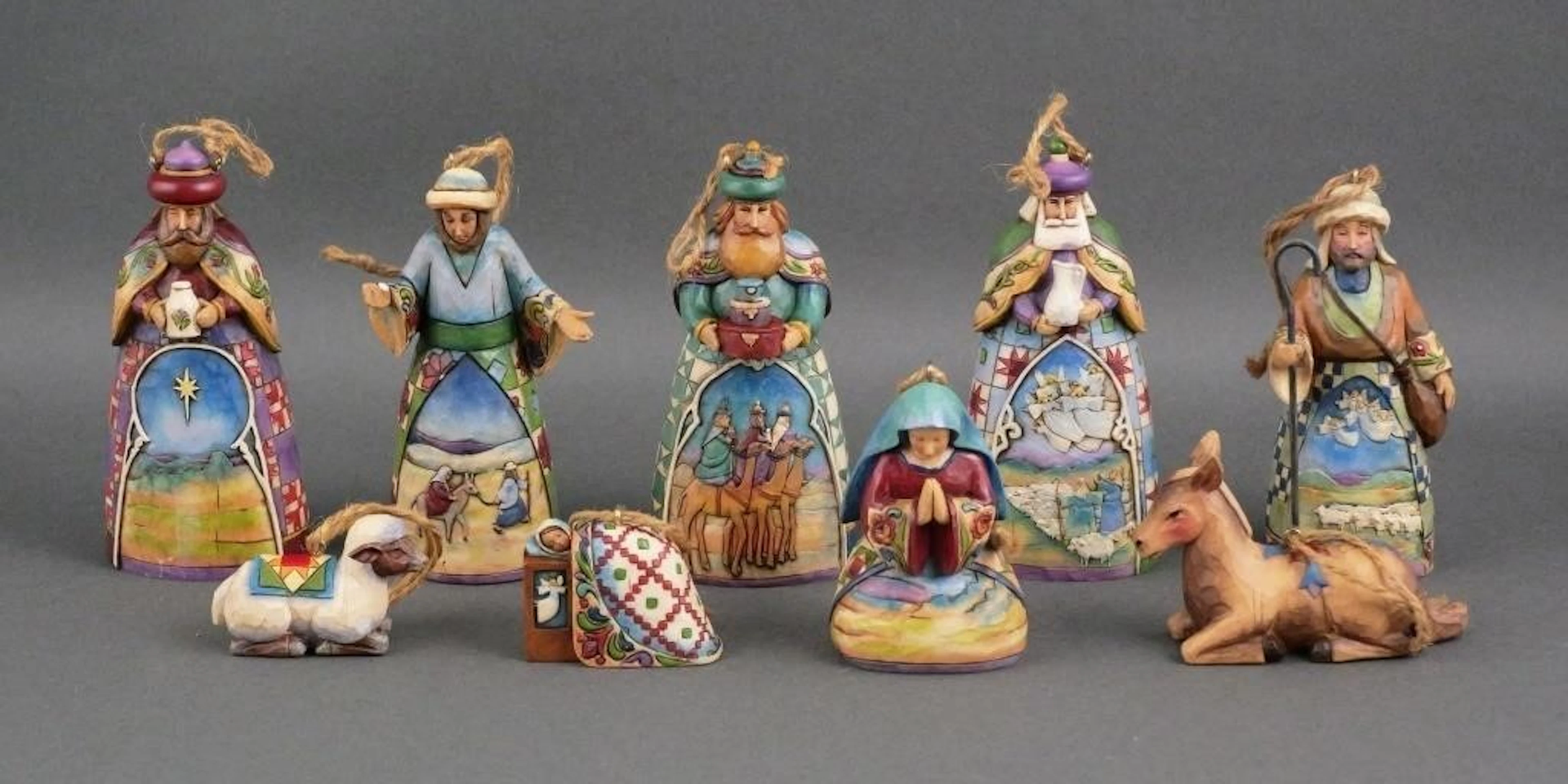 (9) Jim Shore Heartwood Creek Nativity Ornaments