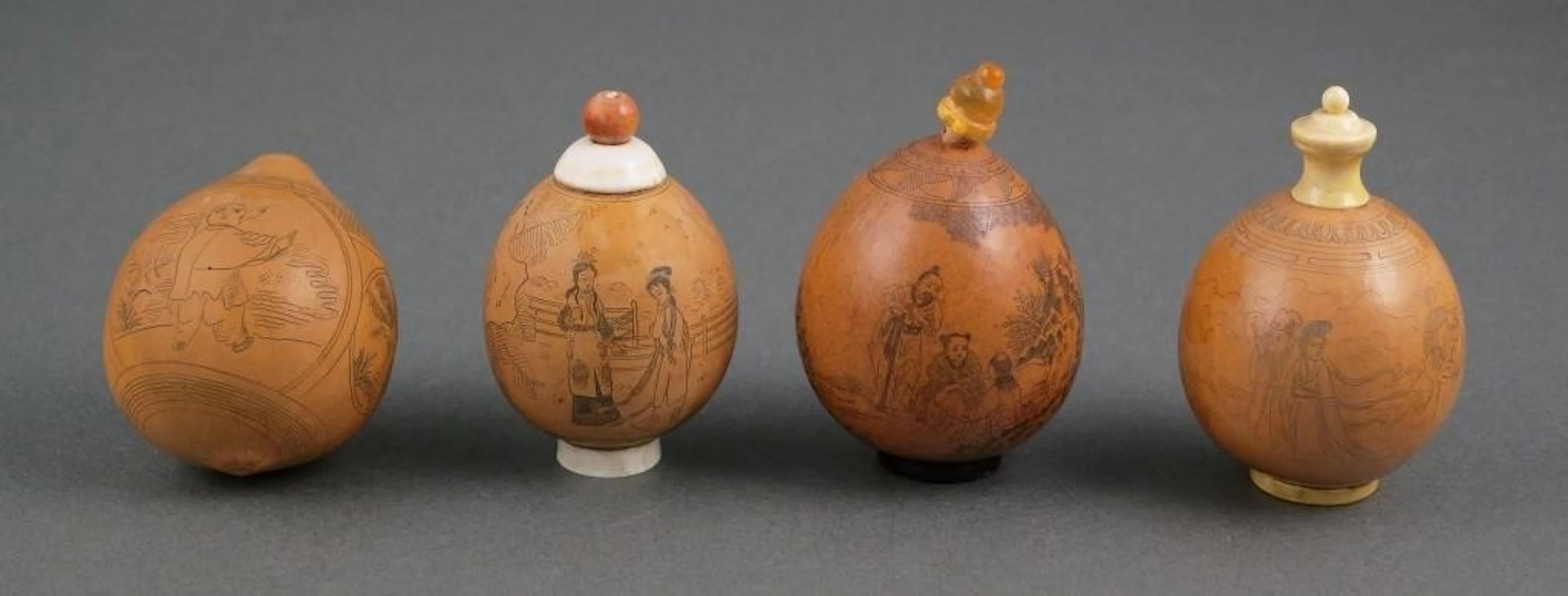 (4) Chinese Lanzhou Snuff Bottle Gourds
