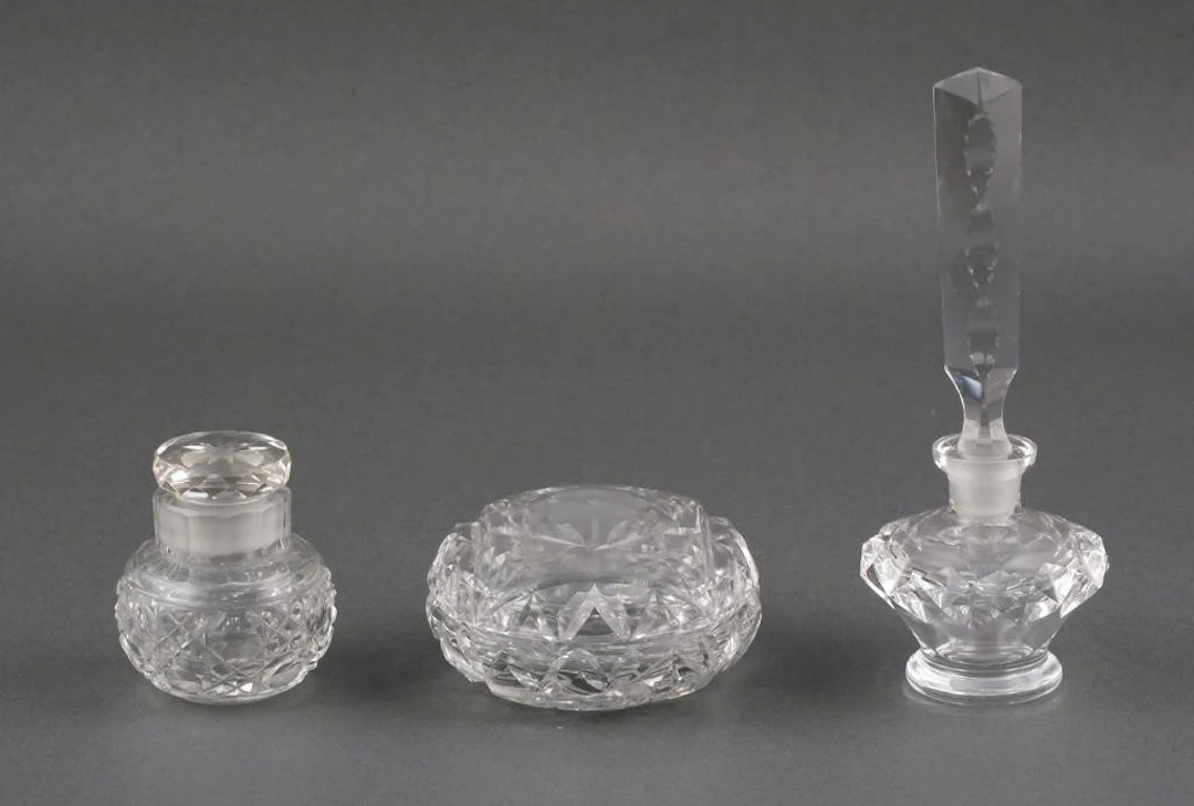(3) Vintage Crystal Lidded Jars Bottles