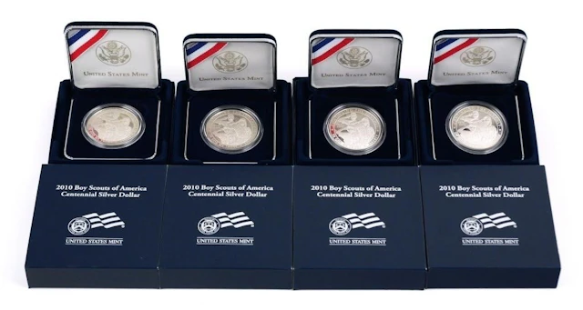 (4) 2010 Boy Scouts Centennial Silver Dollars