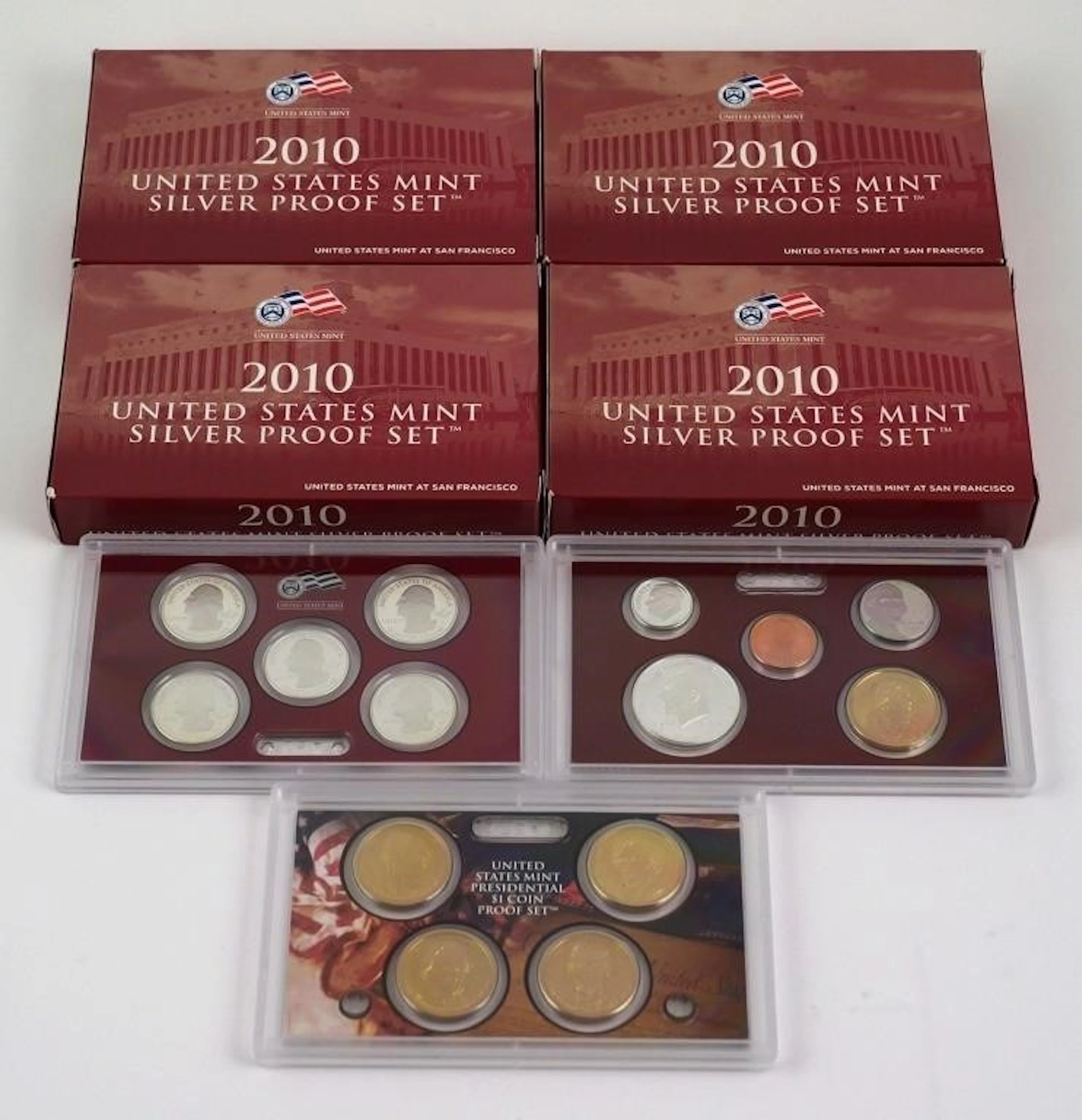Four 2010 U.S. Mint Silver Proof Sets