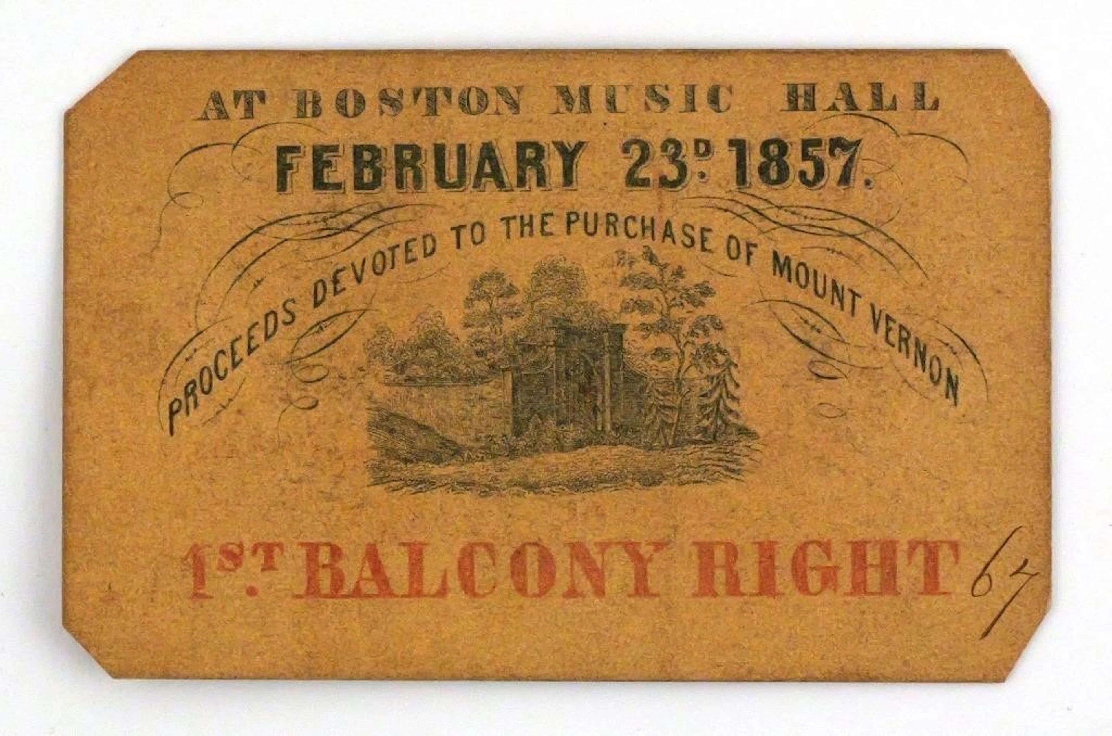 1857 Ticket Edward Everett Oration Mount Vernon