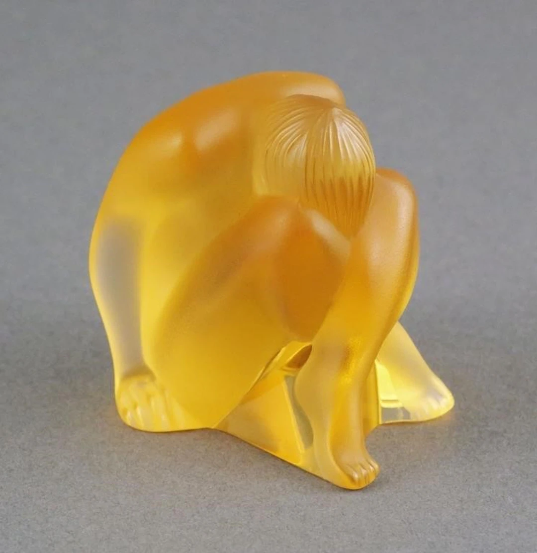 Lalique Crystal Nahbi Meditating Nude Figurine