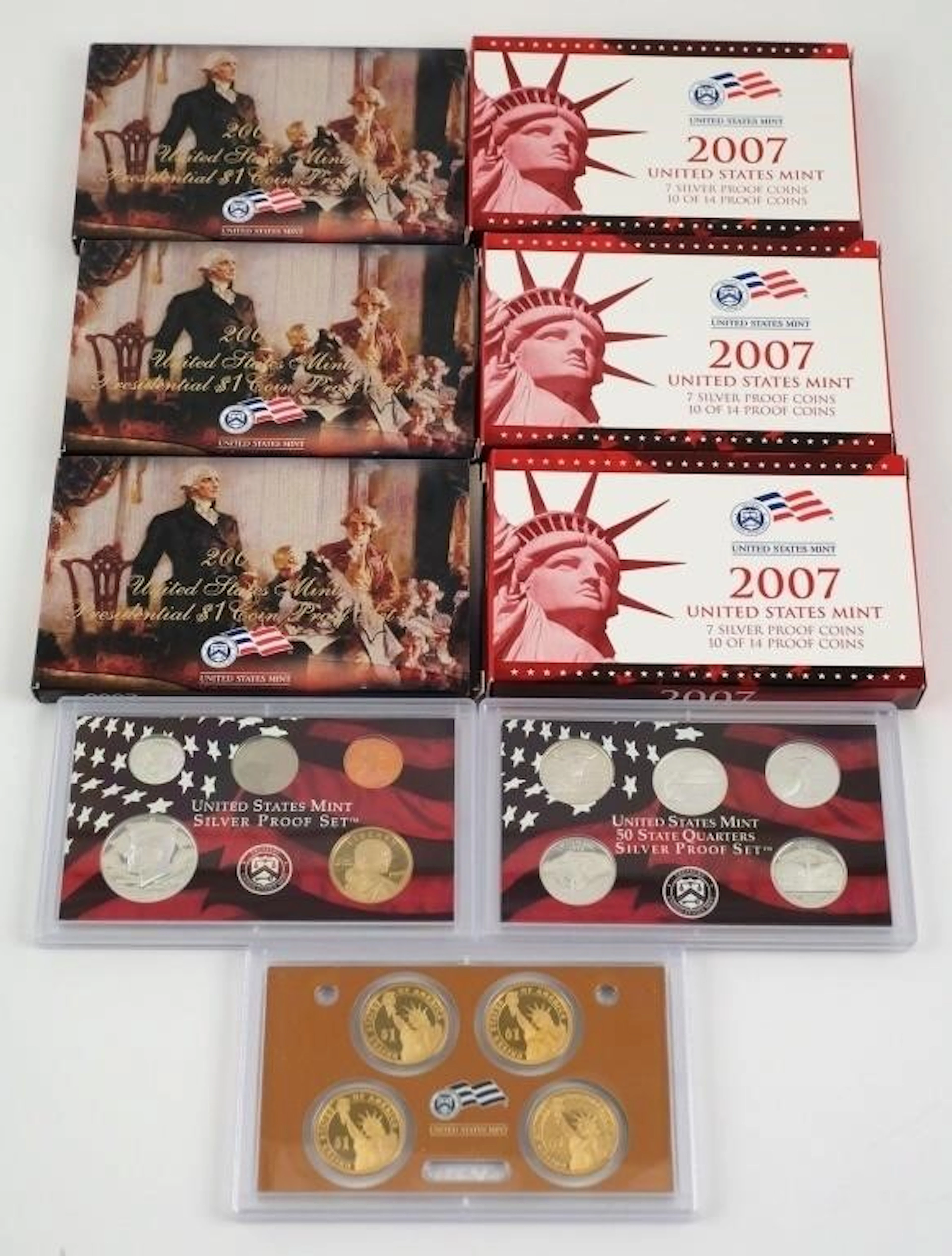 (3) 2007 U.S. Mint Silver Proof Sets