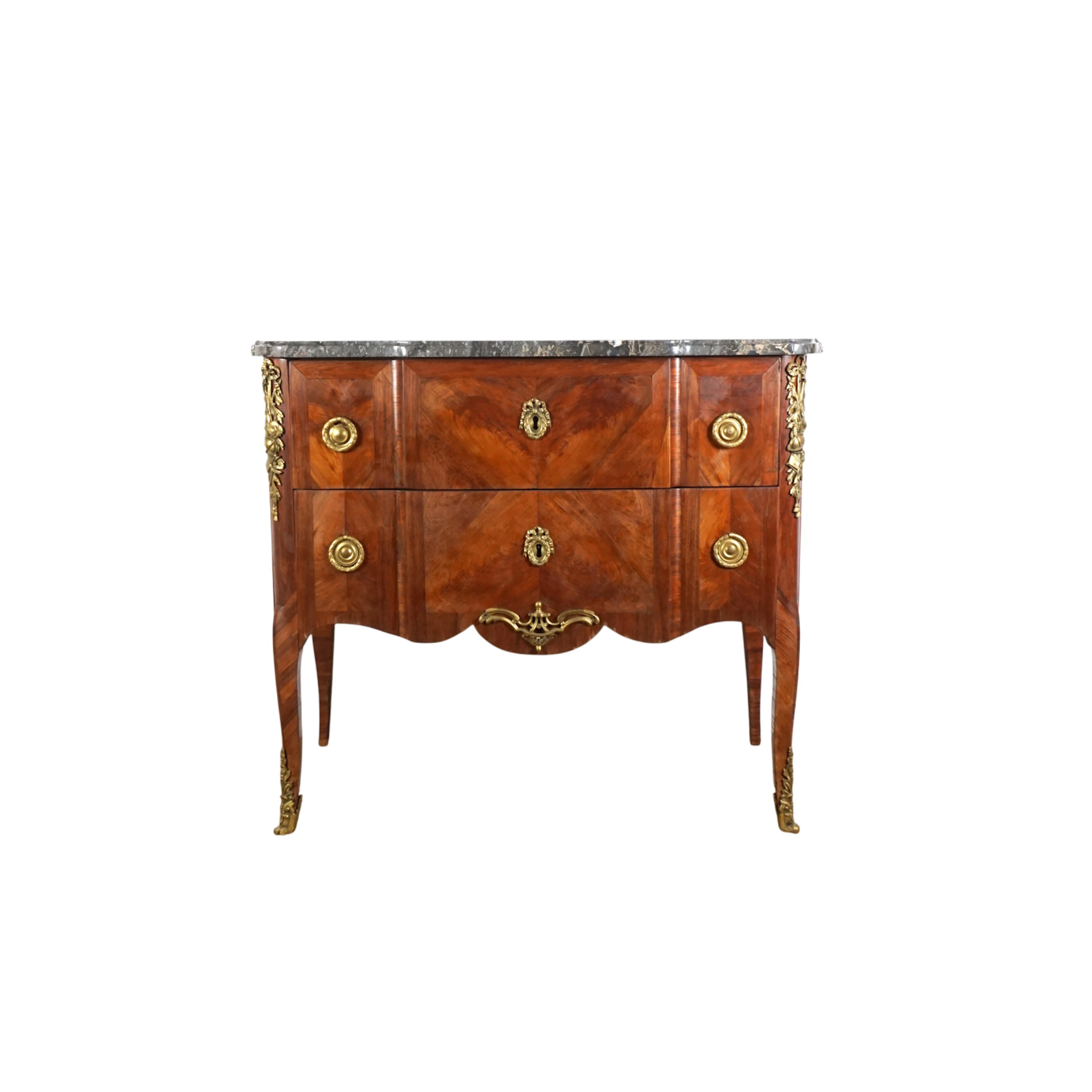 Commode à ressaut central en bois et bois de placage à...