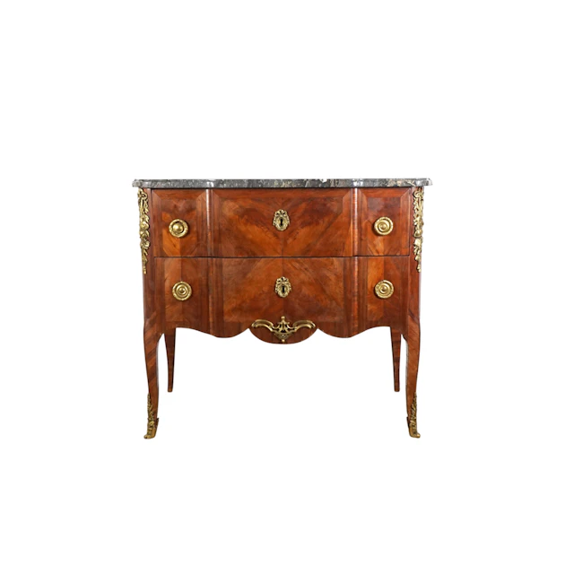 Commode à ressaut central en bois et bois de placage à...