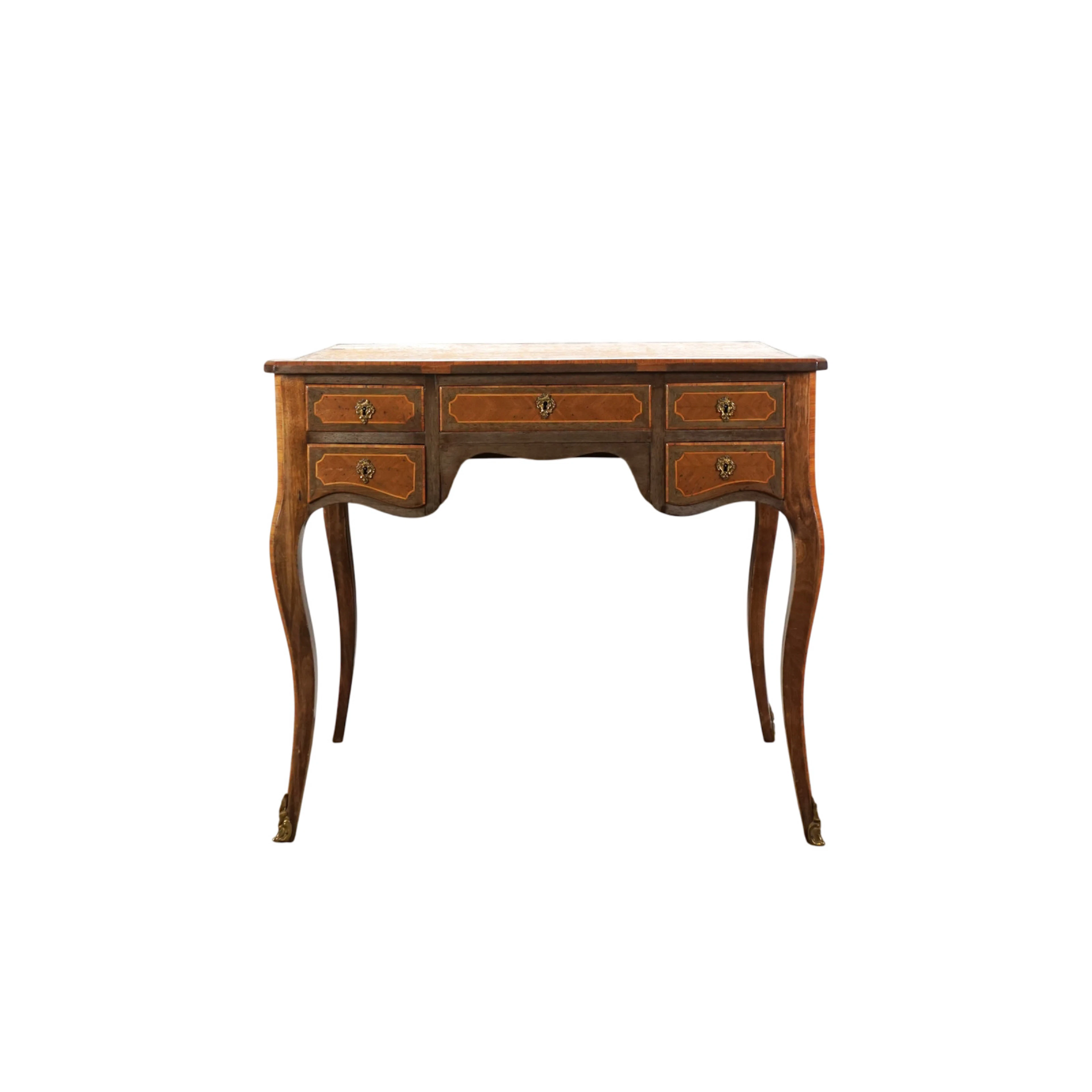 Petit bureau droit en bois et bois de placage
