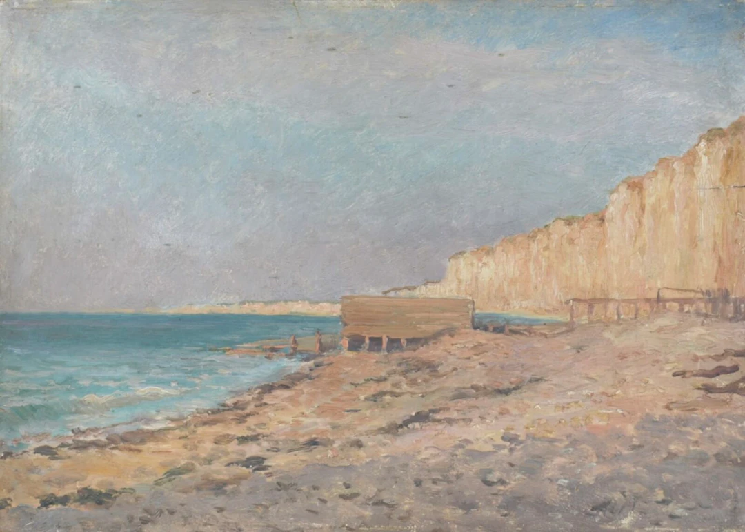 Carl Frederick HILL (1849-1911),"Les falaises à Luc-sur-Mer" 1876