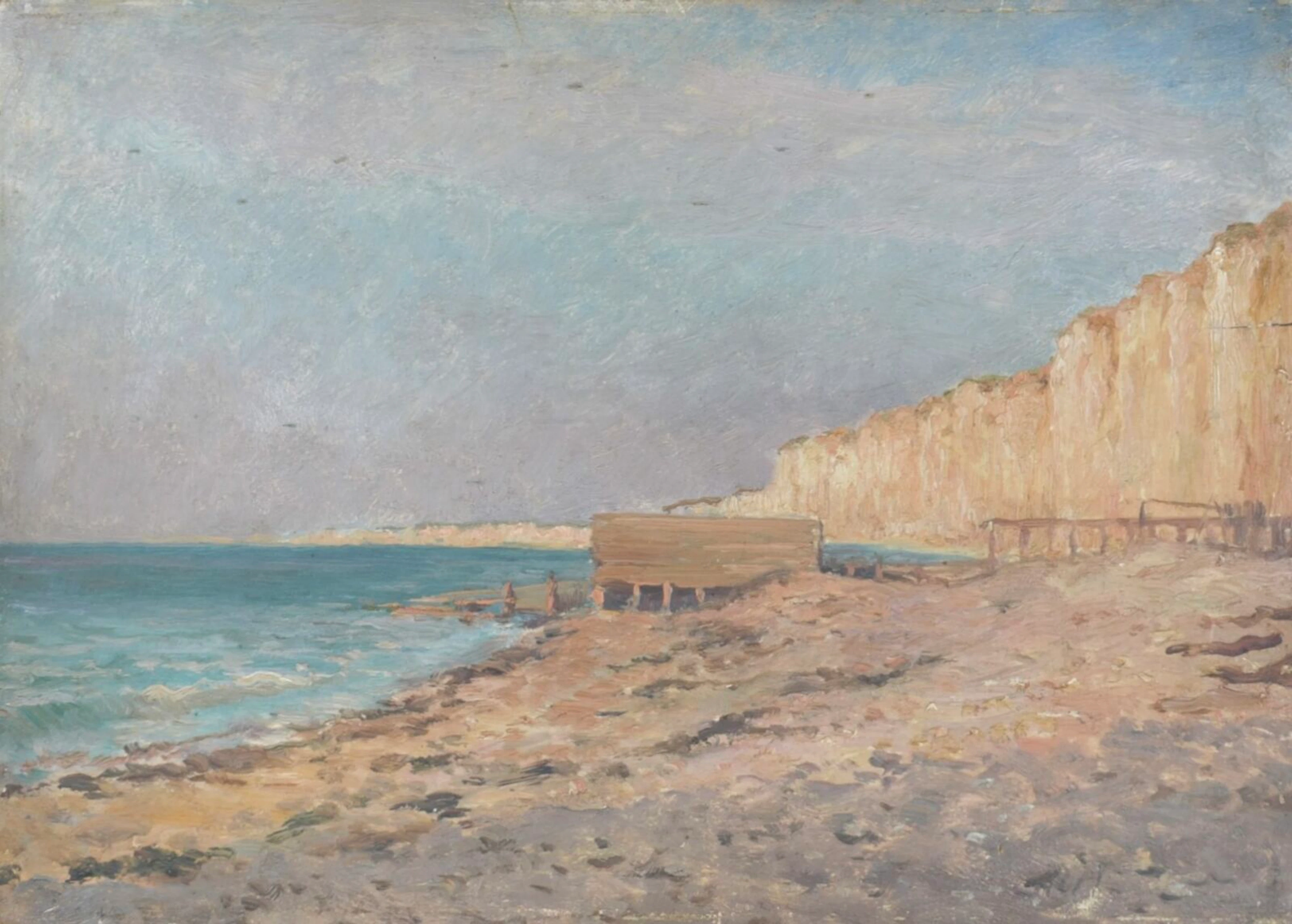Carl Frederick HILL (1849-1911),"Les falaises à Luc-sur-Mer" 1876