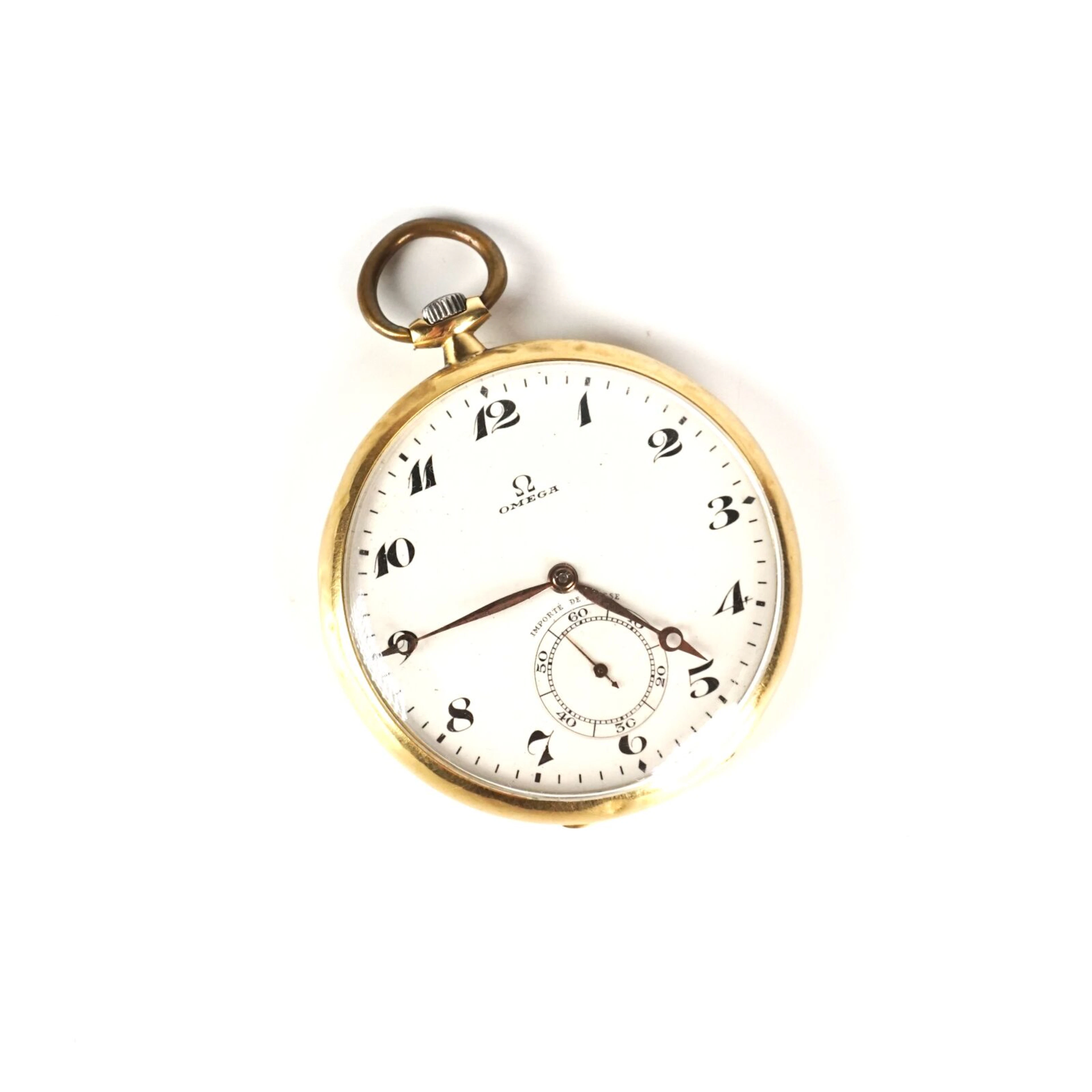 OMEGA : Montre à gousset en or jaune 18K (750/oo)