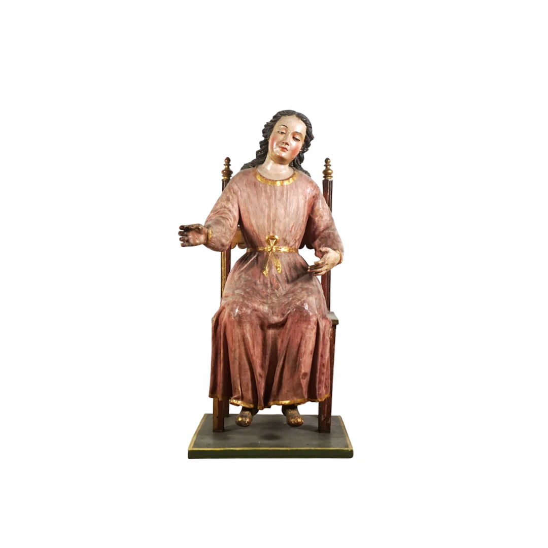 Sculpture en composition peinte polychrome fixée sur...