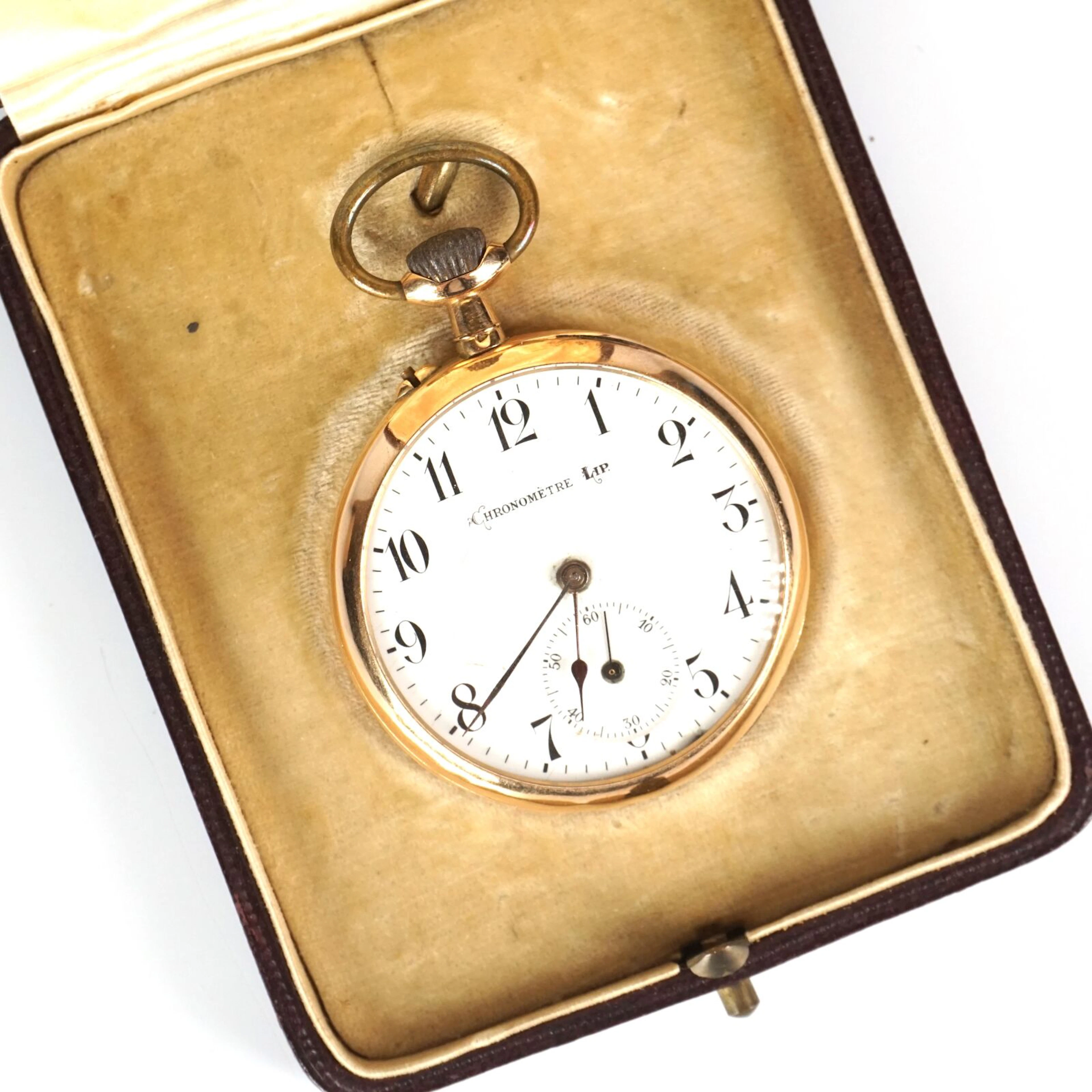 LIP : Montre à gousset - chronomètre en or jaune 18K (750/oo)