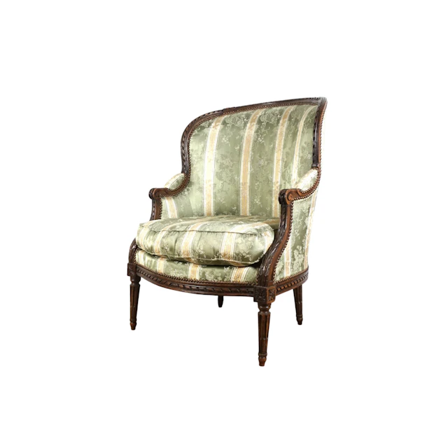 Bergère en bois mouluré et sculpté
