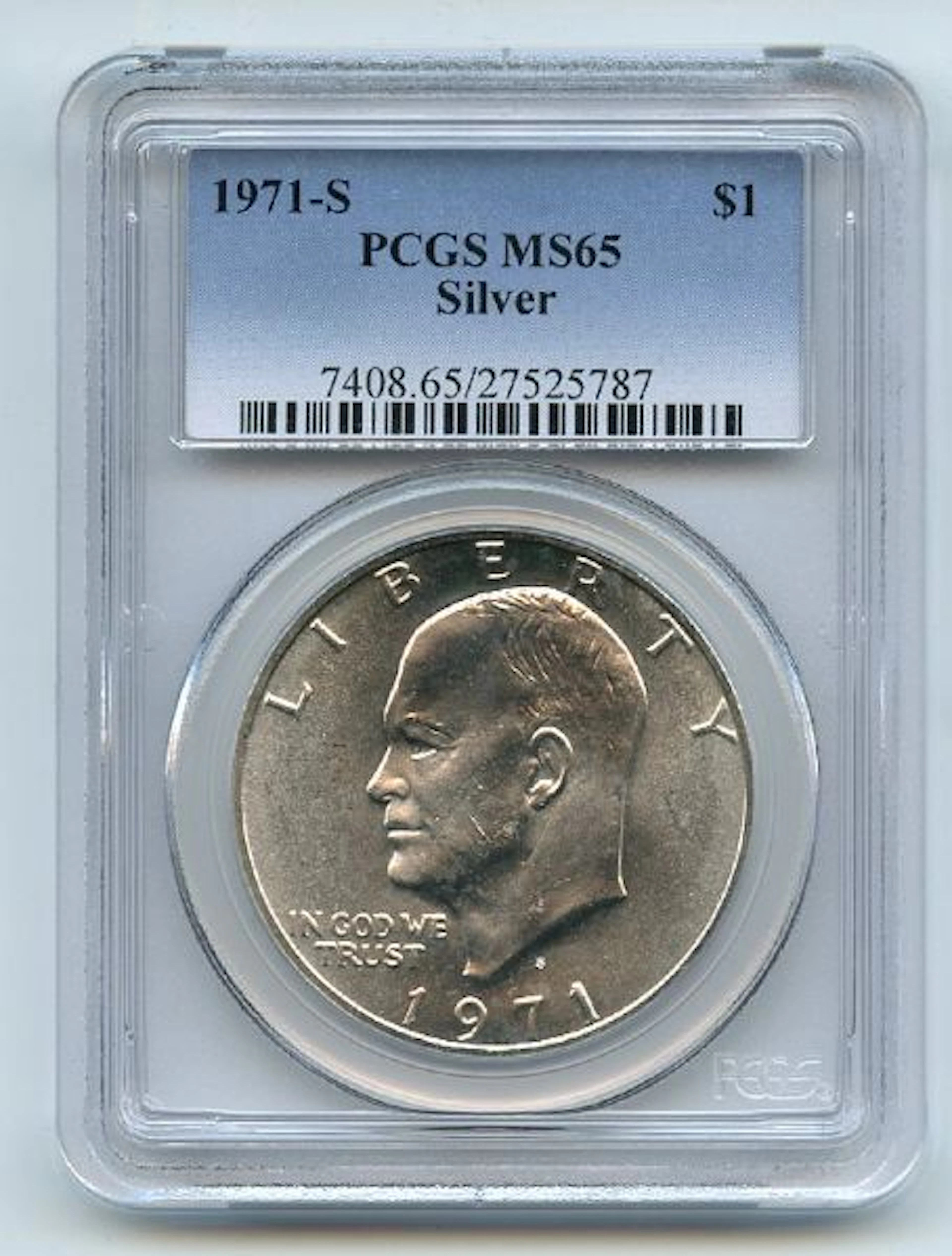 1971 S $1 Silver Ike Eisenhower Dollar PCGS MS65 coin