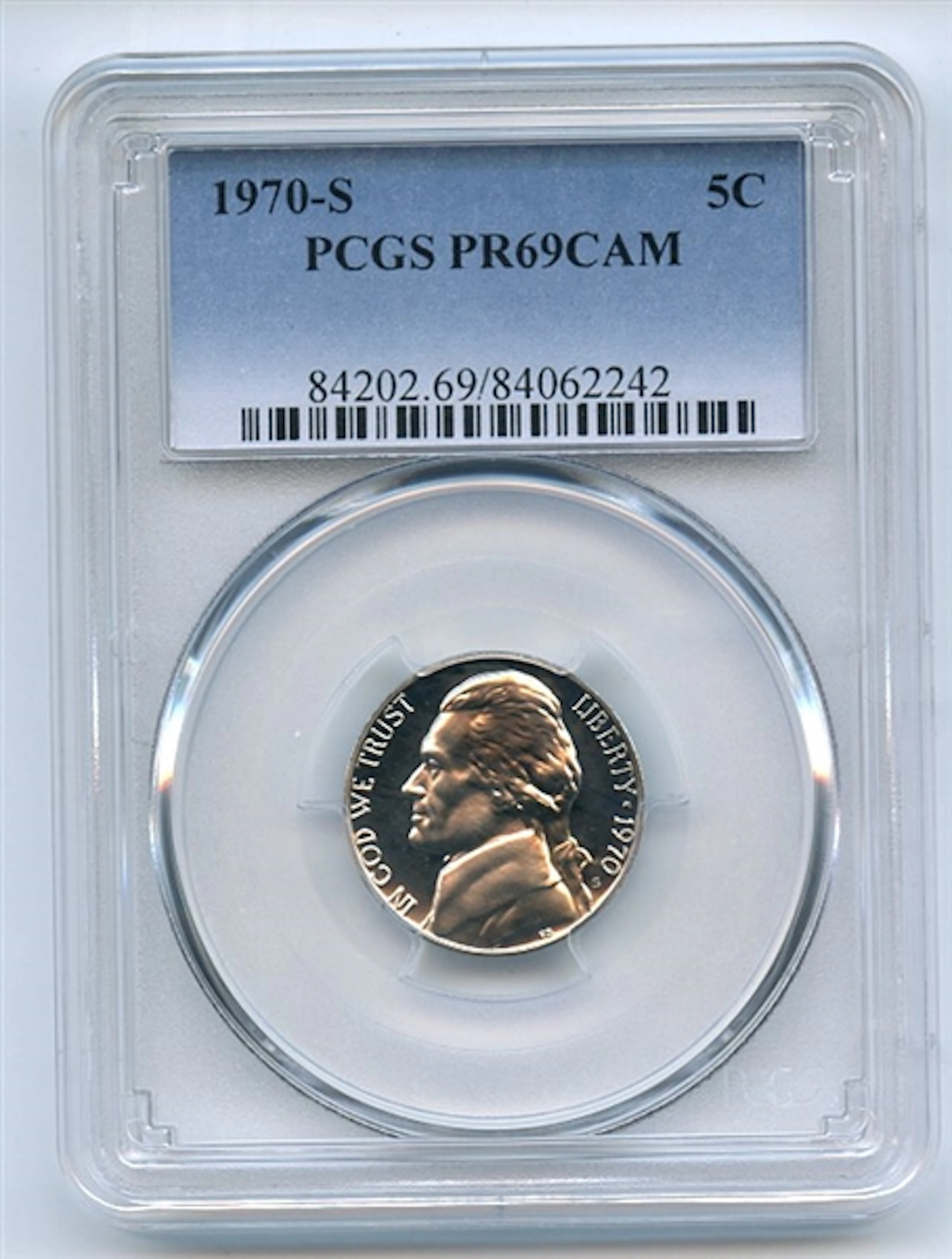 1970 S 5C Jefferson Nickel PCGS PR69CAM coin