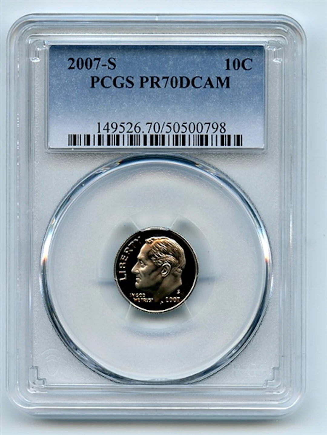 2007 S 10C Roosevelt Dime PCGS PR70DCAM coin