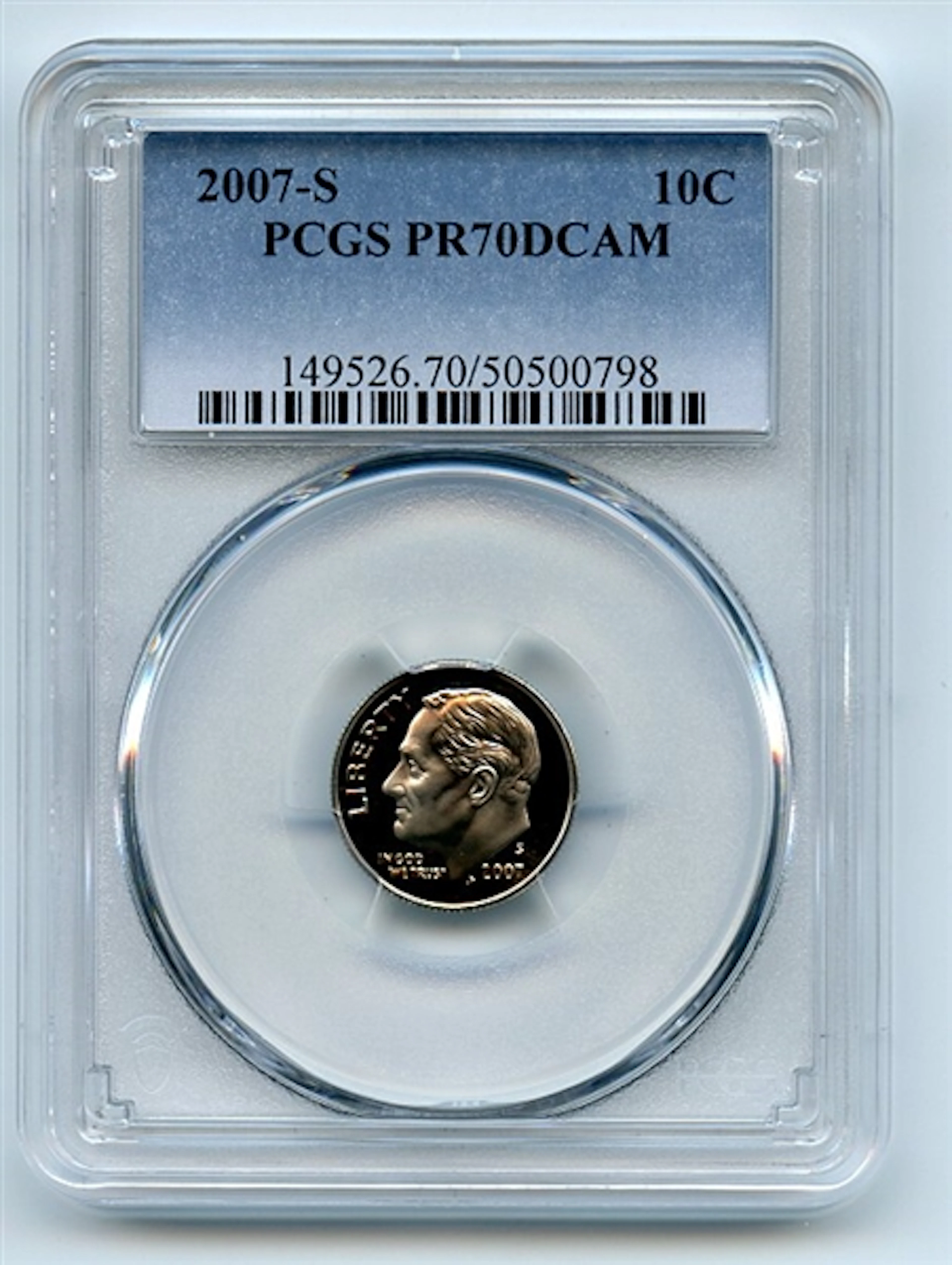 2007 S 10C Roosevelt Dime PCGS PR70DCAM coin