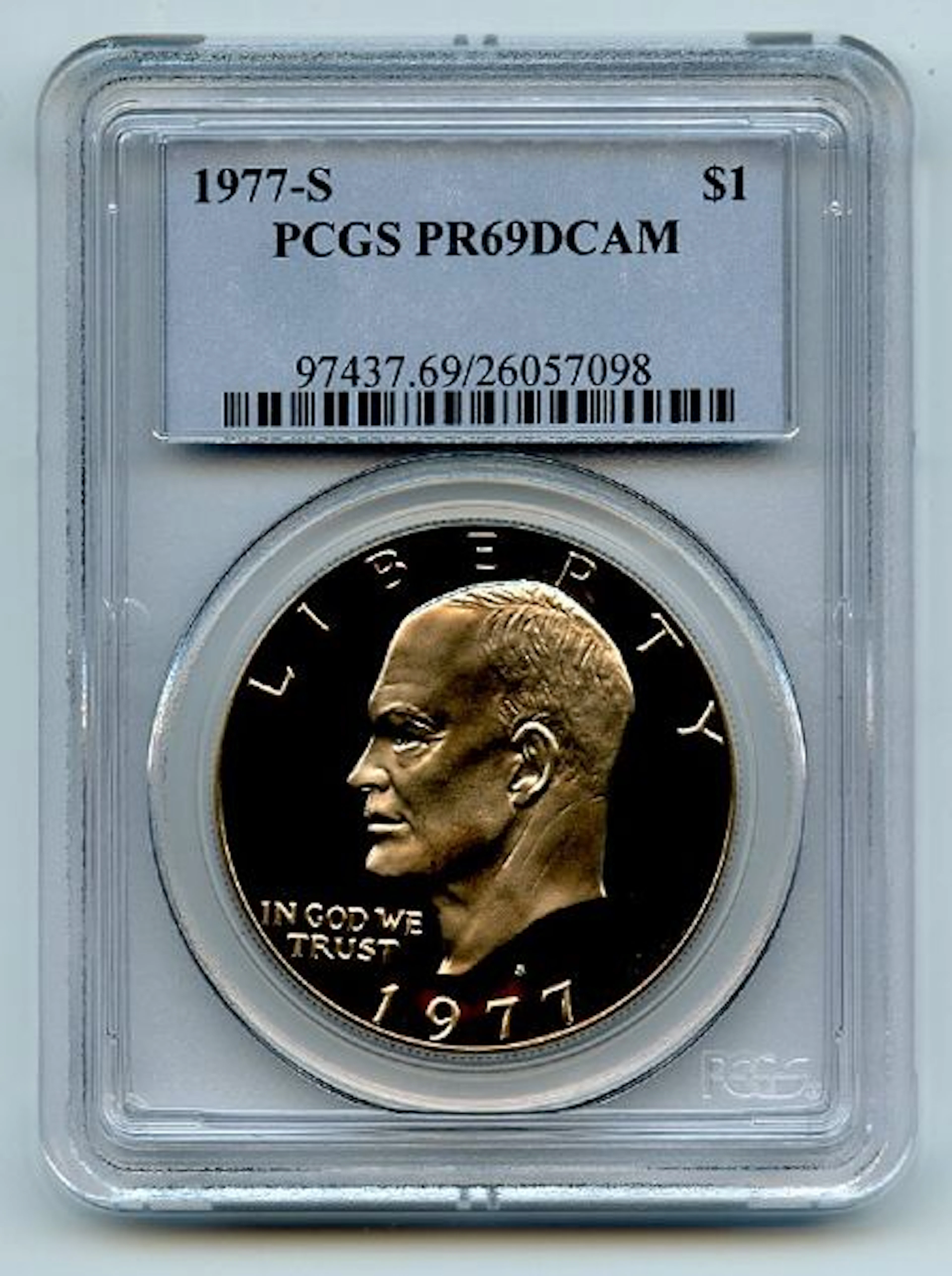 1977 S $1 Ike Eisenhower Dollar Proof PCGS PR69DCAM coin