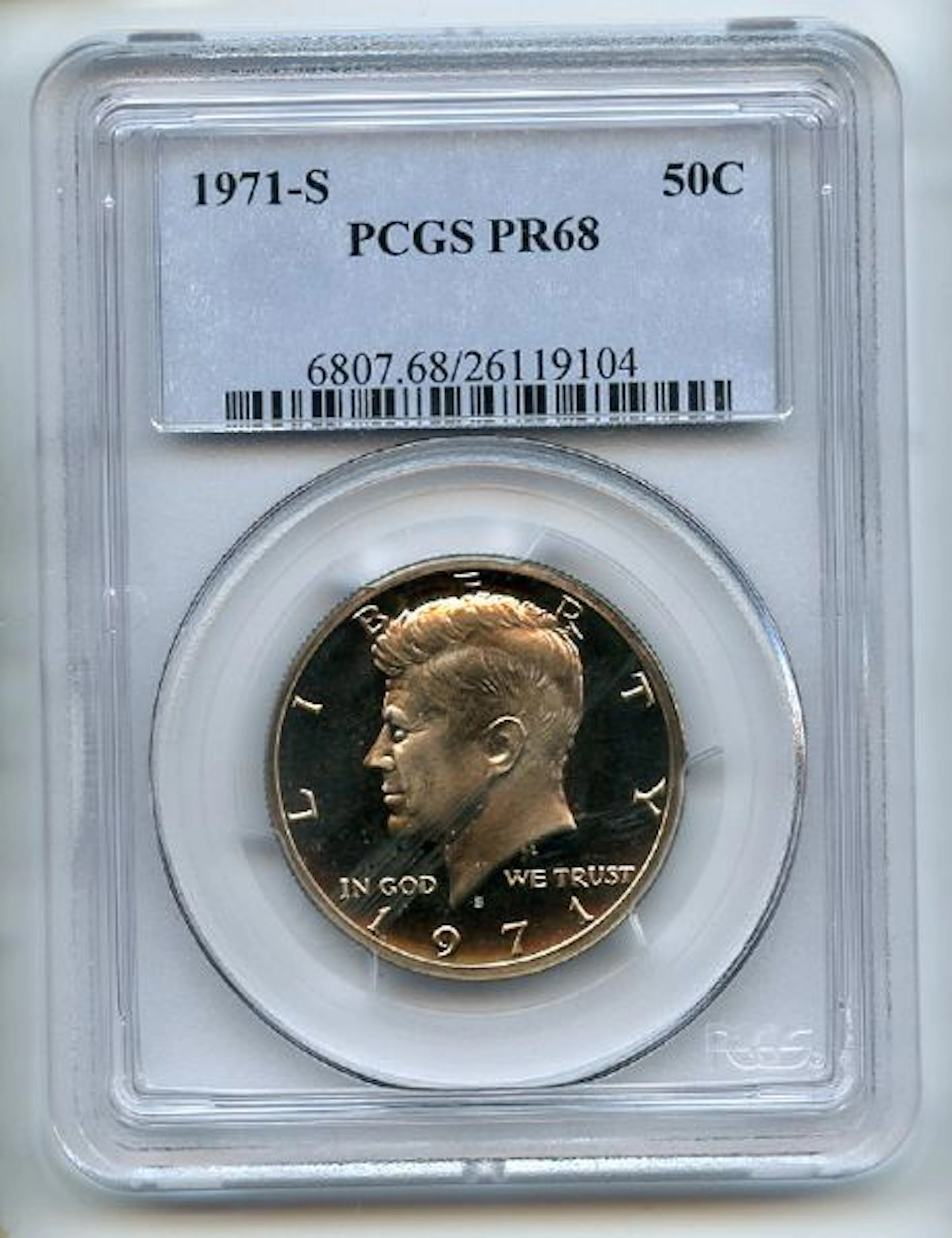 1971 S 50C Kennedy Half Dollar PCGS PR68 coin