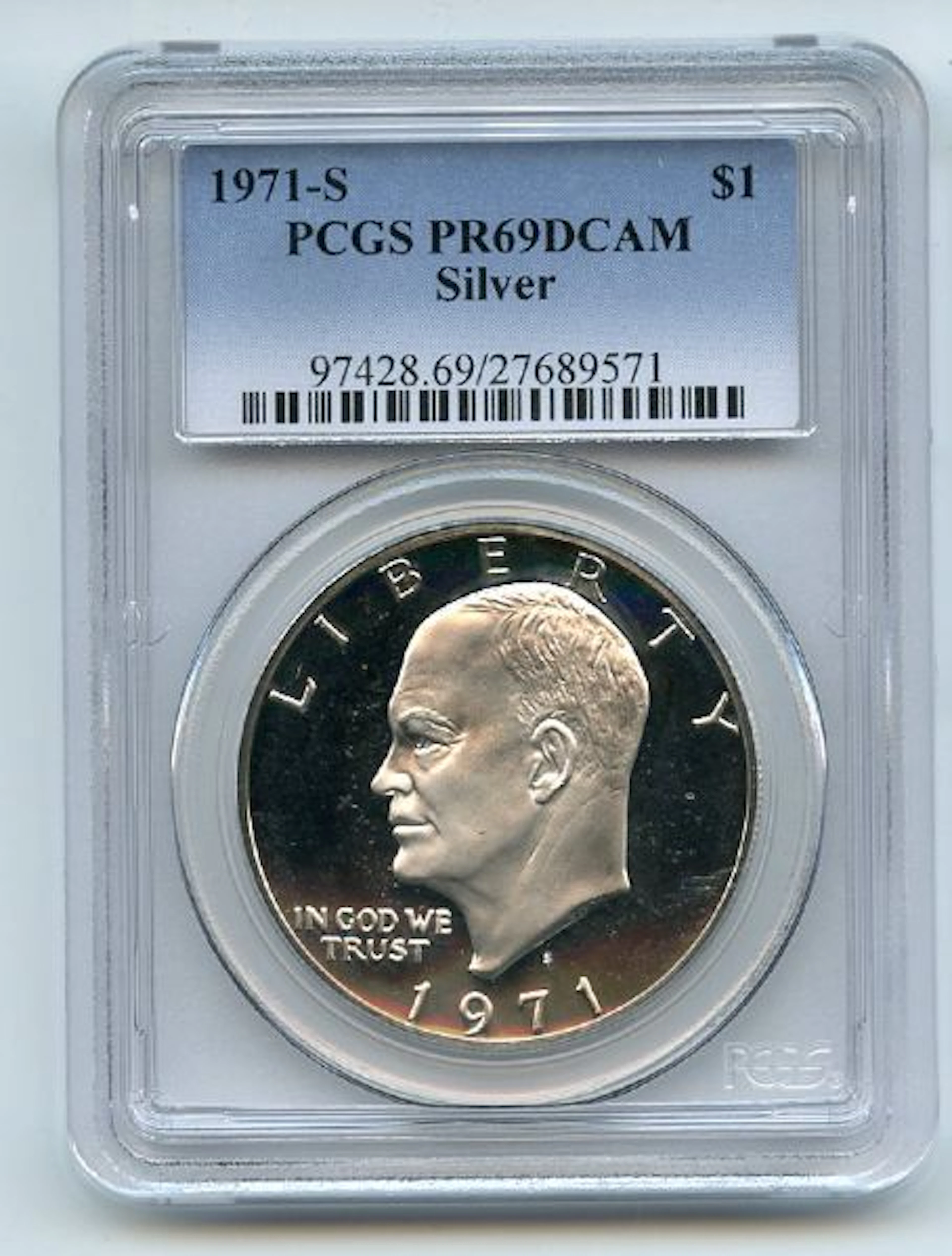 1971 S $1 Silver Ike Eisenhower Dollar Proof PCGS PR69DCAM coin