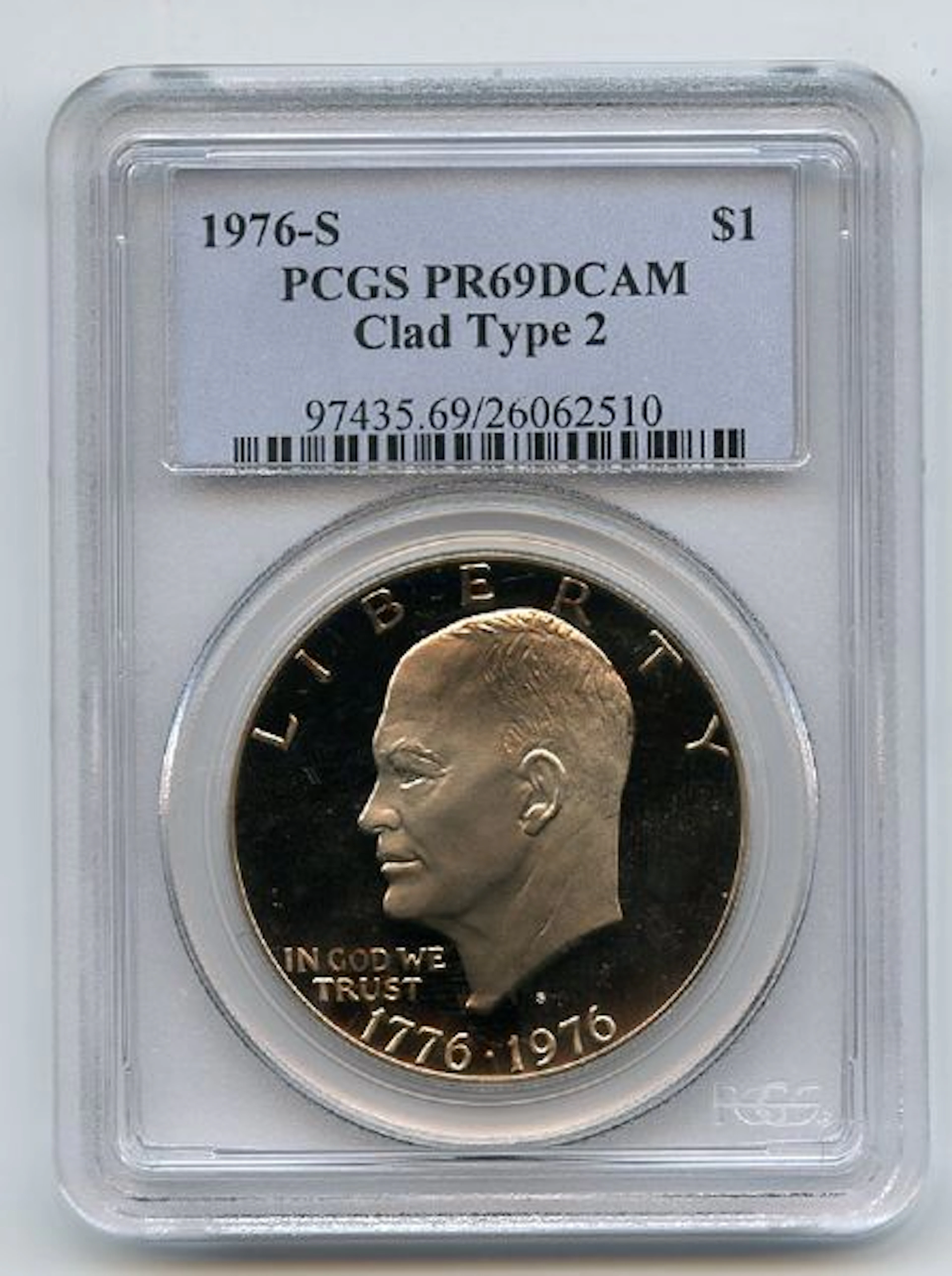 1976 S $1 T2 Ike Eisenhower Dollar Proof PCGS PR69DCAM coin