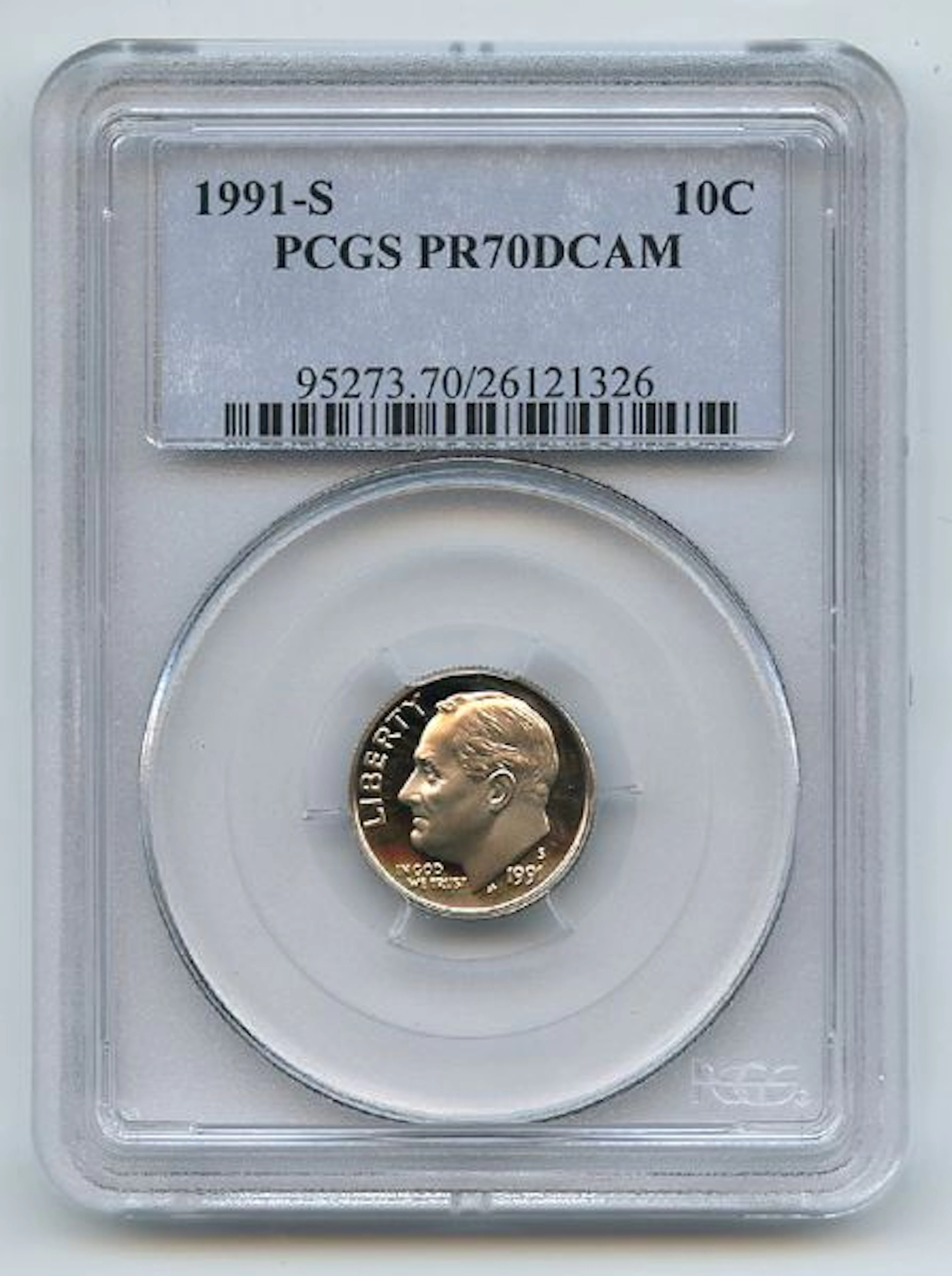 1991 S 10C Roosevelt Dime Proof PCGS PR70DCAM coin