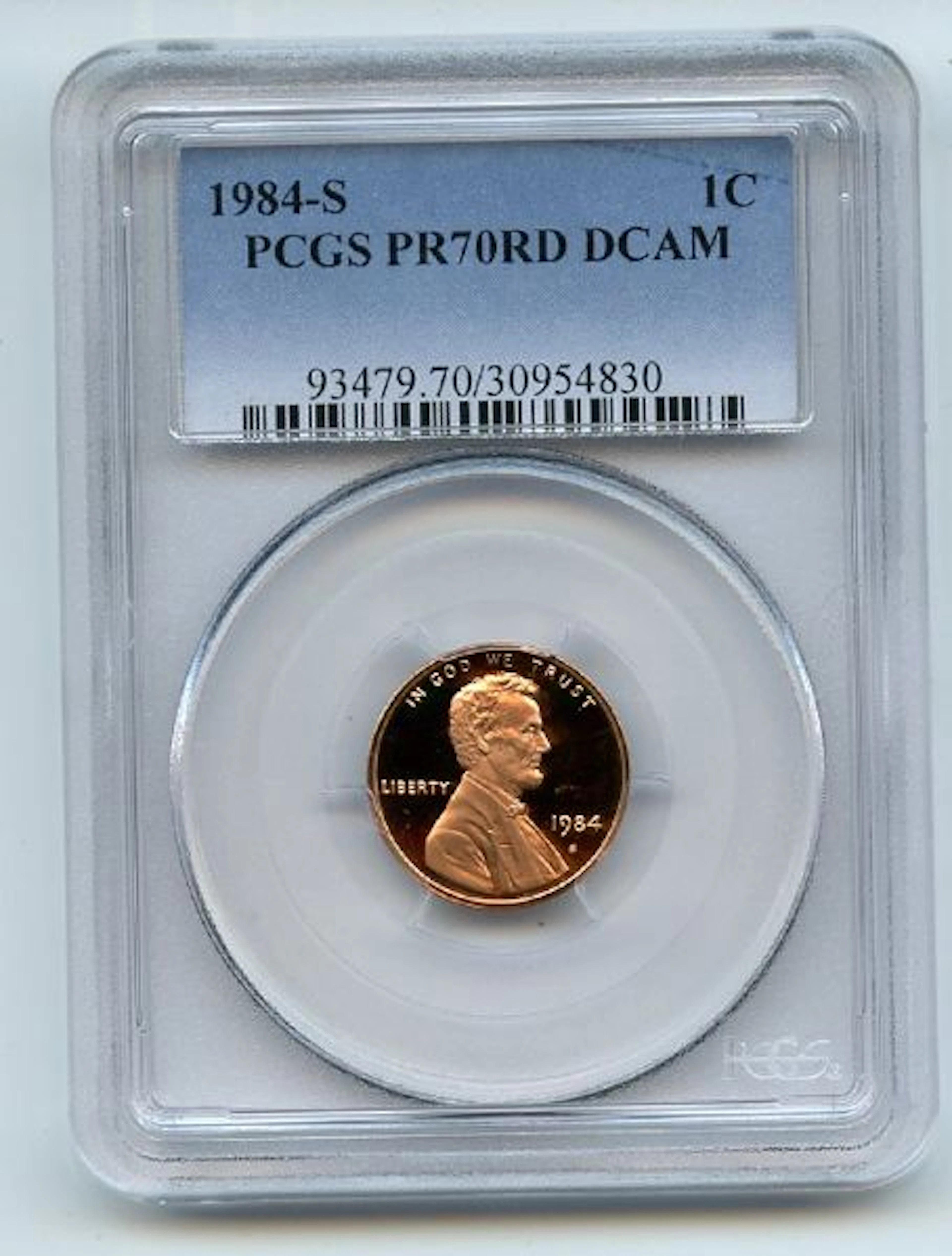 1984 S 1C Lincoln Cent Proof PCGS PR70DCAM coin
