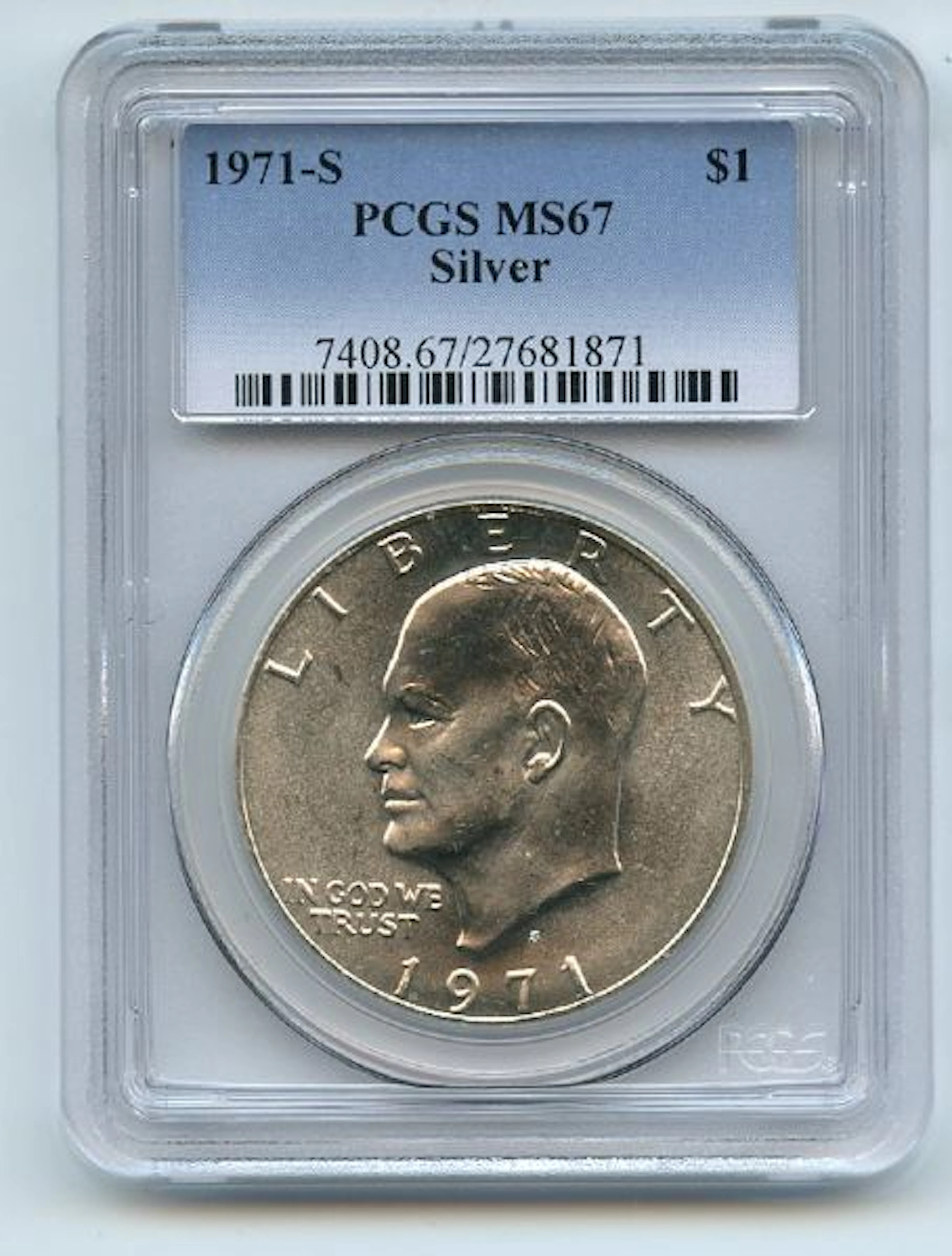 1971 S $1 Silver Ike Eisenhower Dollar PCGS MS67 coin