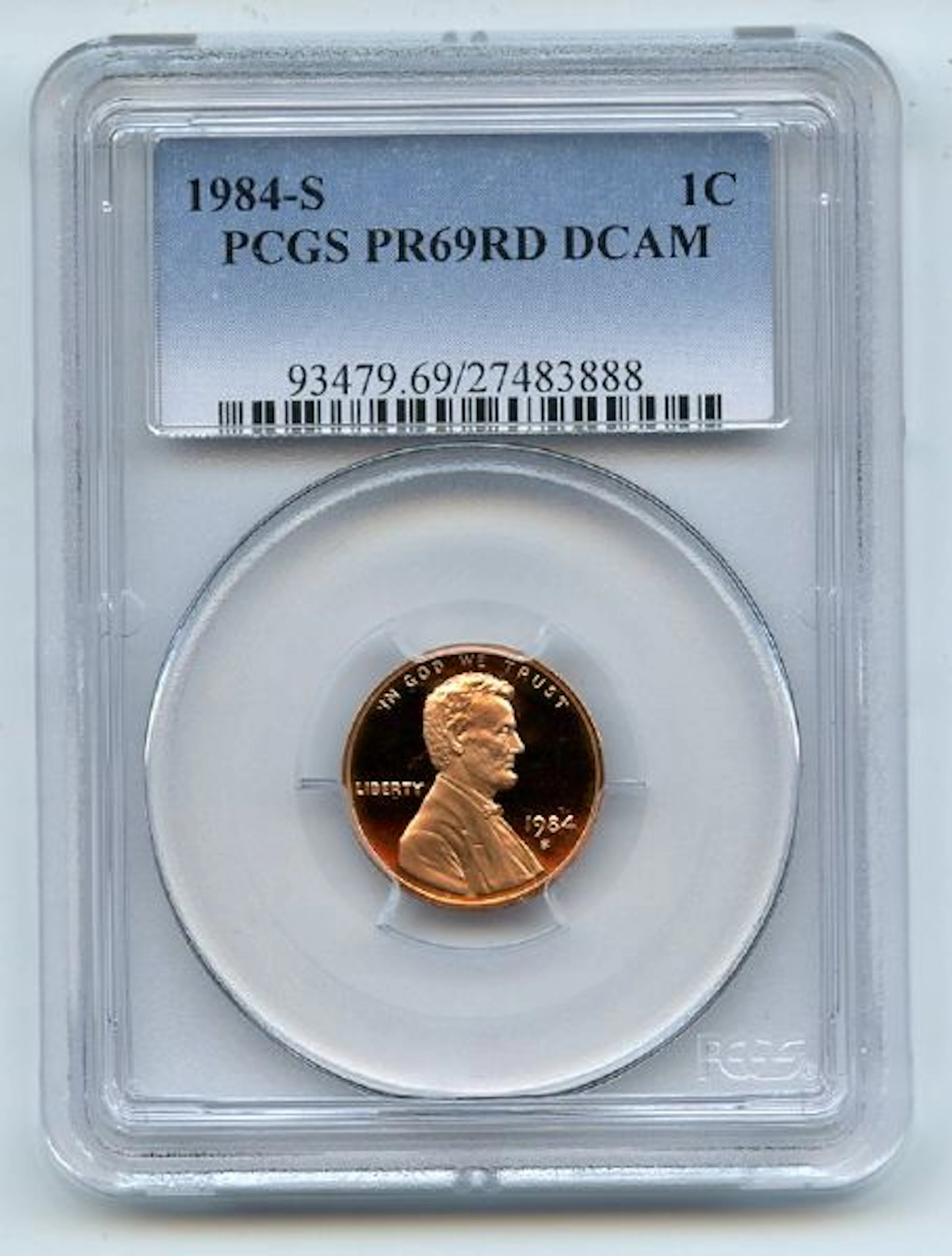 1984 S 1C Lincoln Cent Proof PCGS PR69DCAM coin