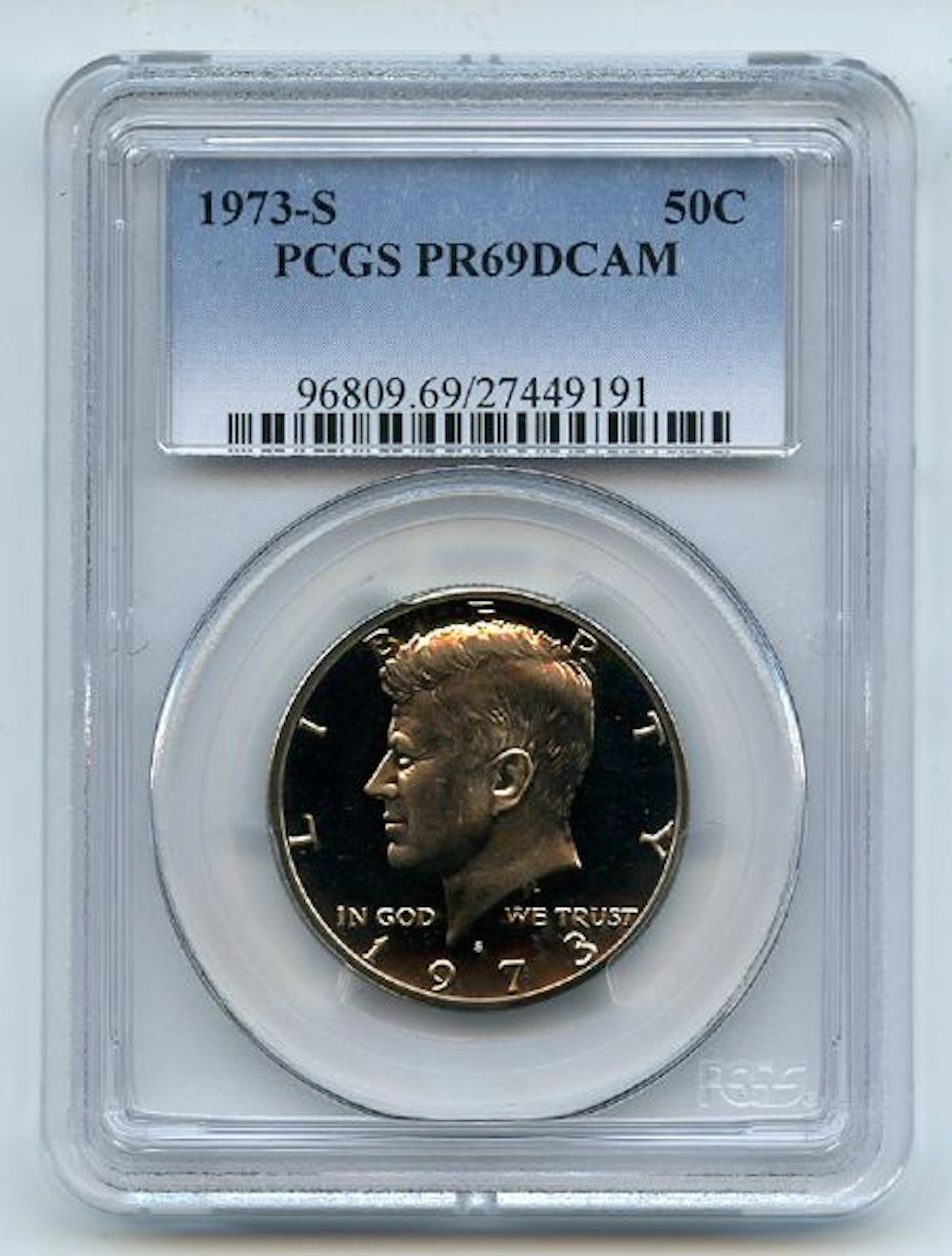 1973 S 50C Kennedy Half Dollar Proof PCGS PR69DCAM coin