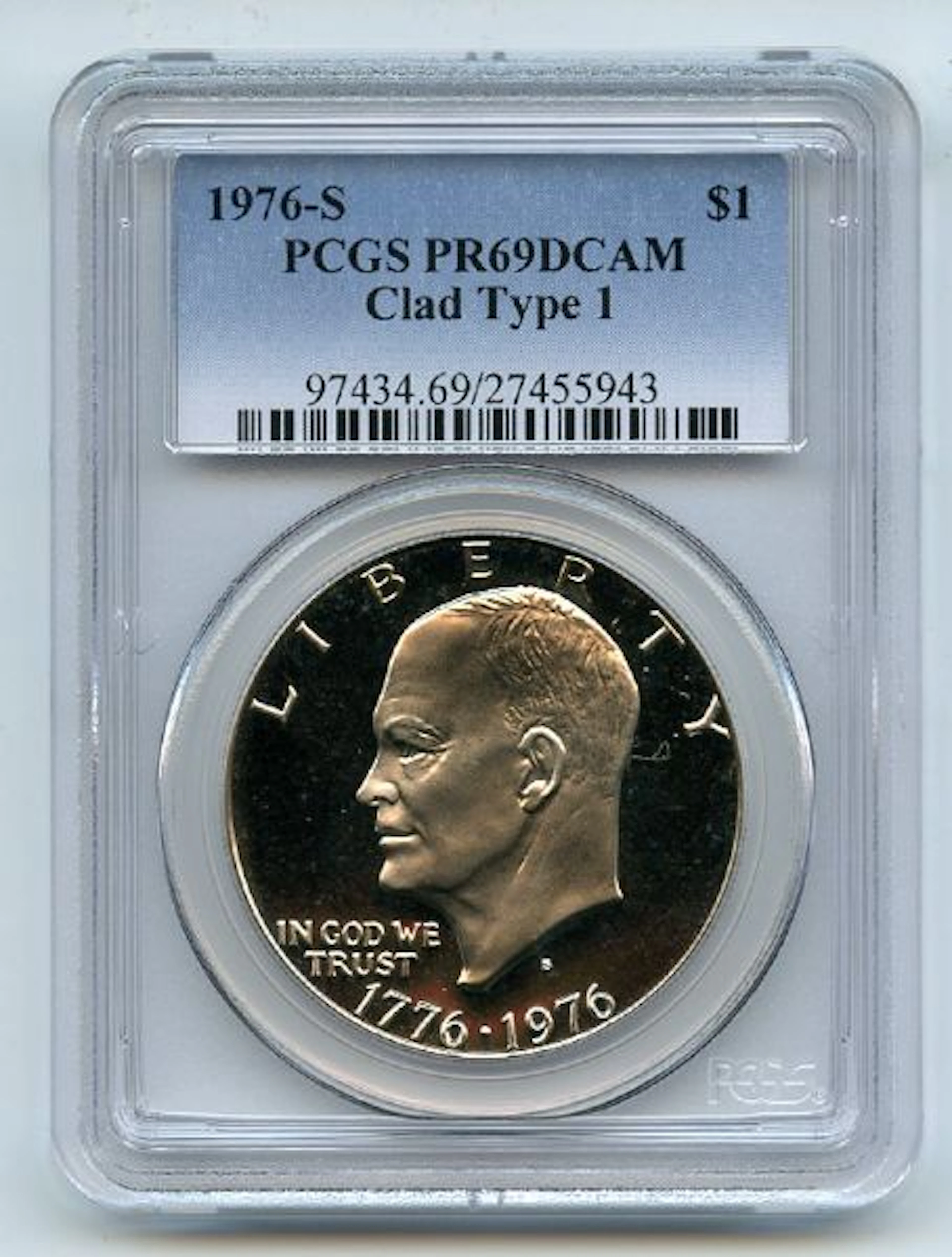 1976 S $1 T1 Ike Eisenhower Dollar Proof PCGS PR69DCAM coin