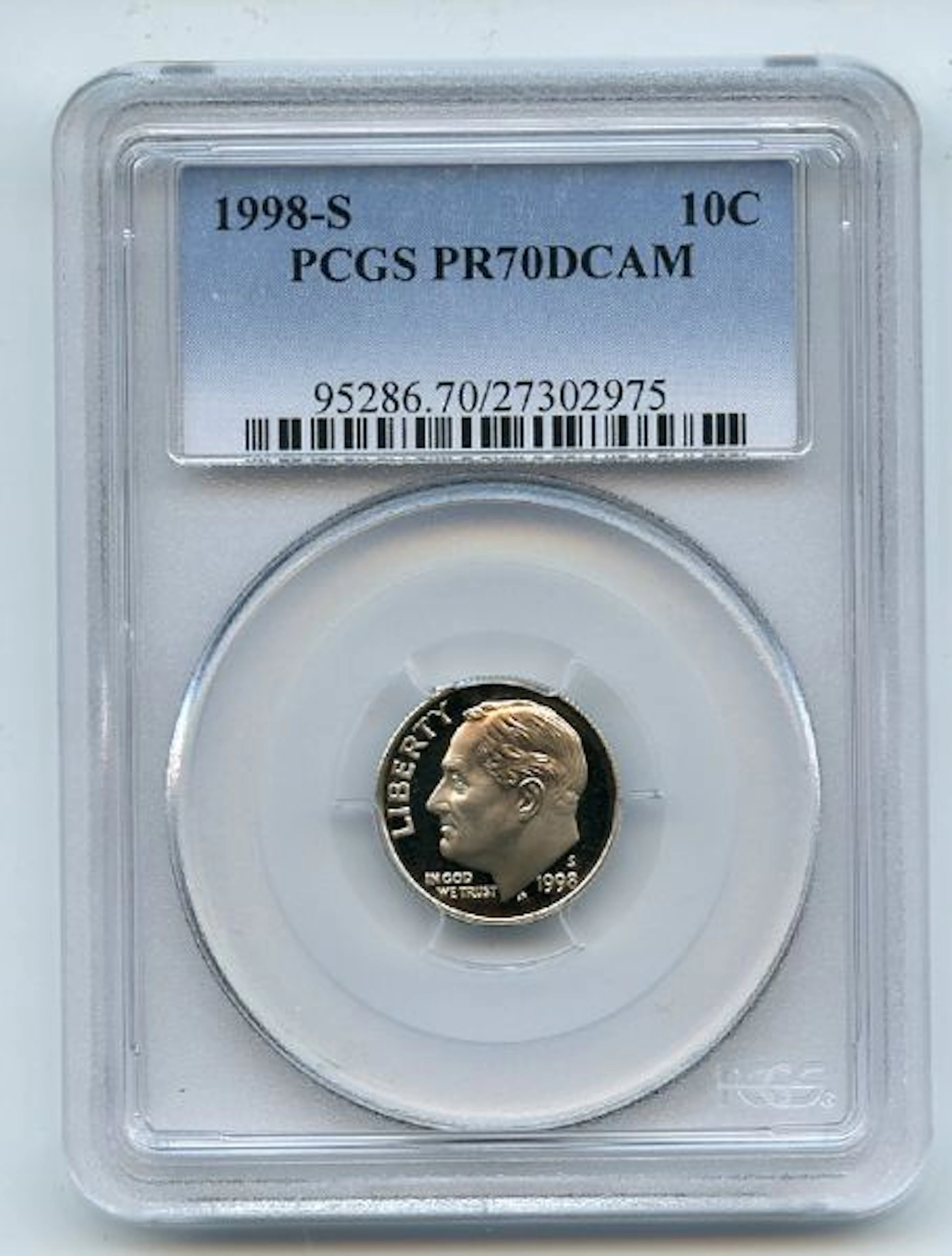 1998 S 10C Roosevelt Dime Proof PCGS PR70DCAM coin