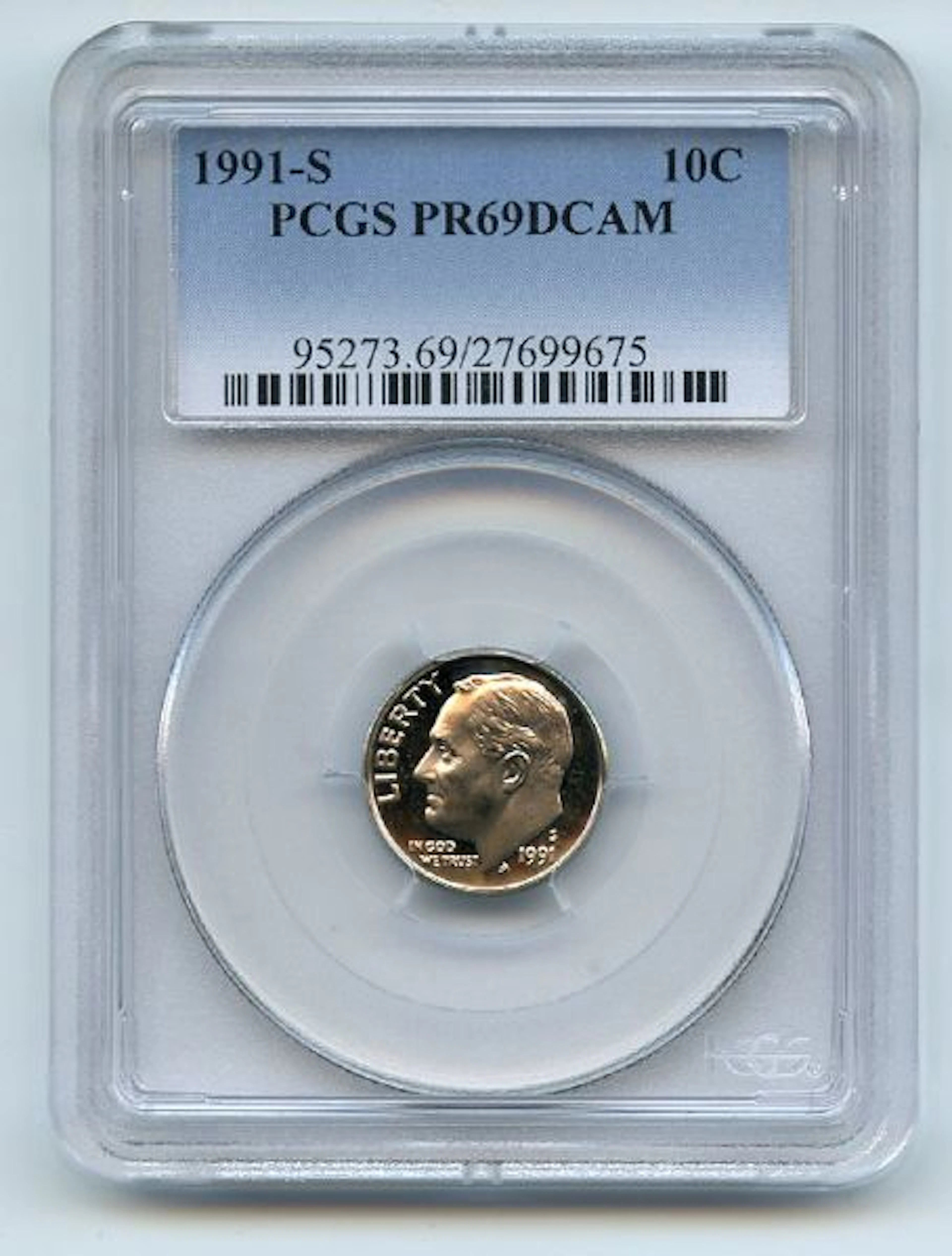 1991 S 10C Roosevelt Dime Proof PCGS PR69DCAM coin