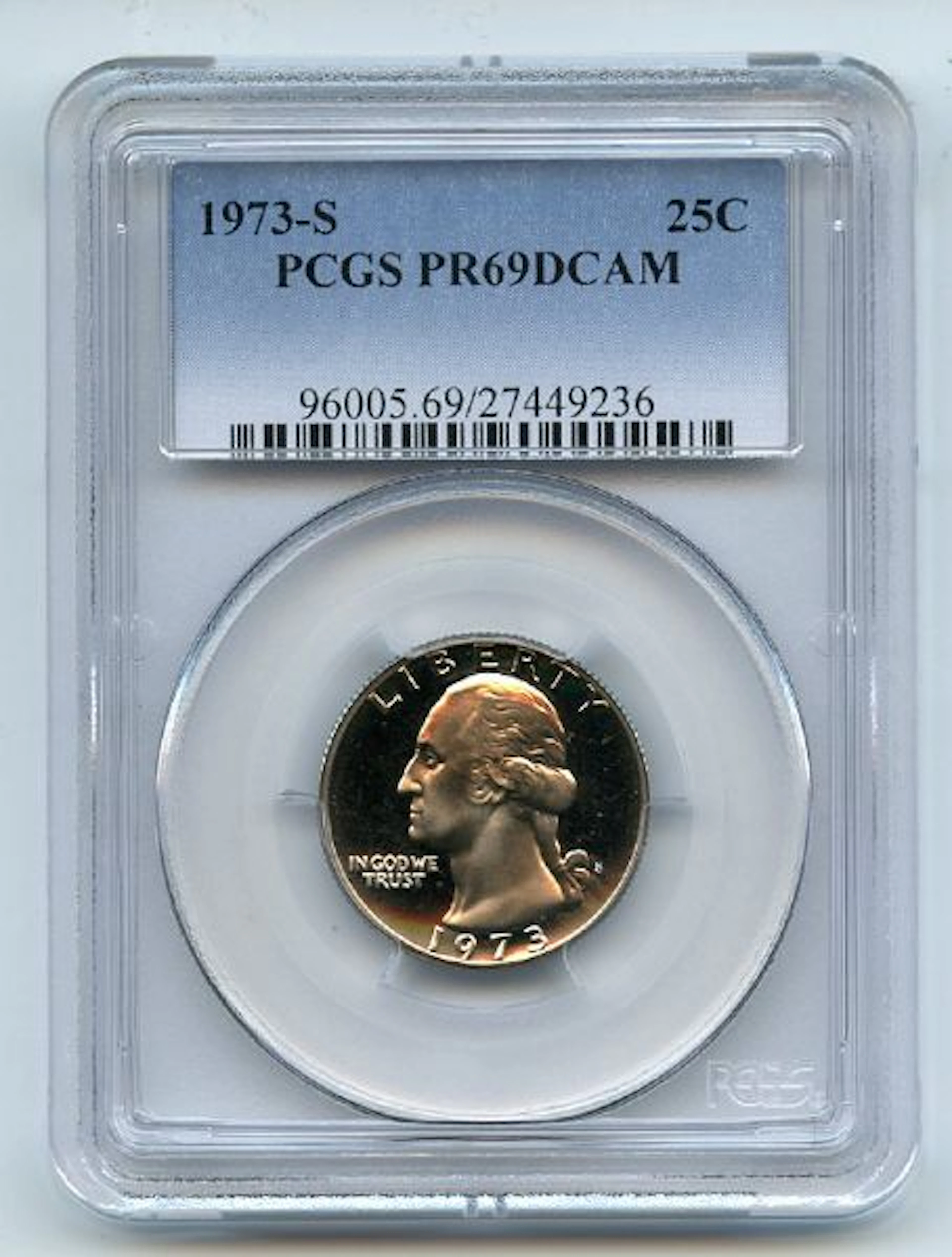 1973 S 25C Washington Quarter Proof PCGS PR69DCAM coin