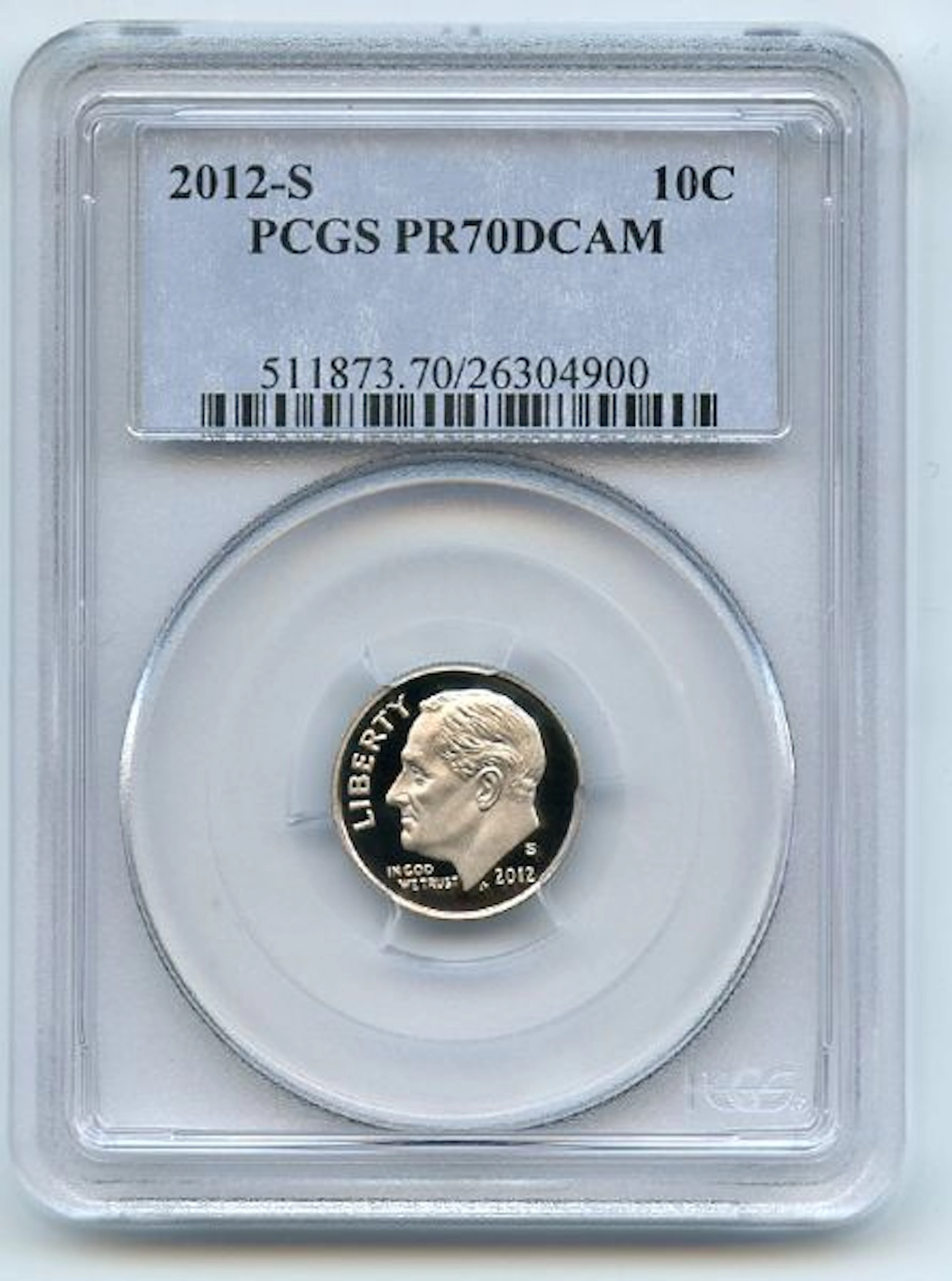 2012 S 10C Clad Roosevelt Dime PCGS PR70DCAM coin