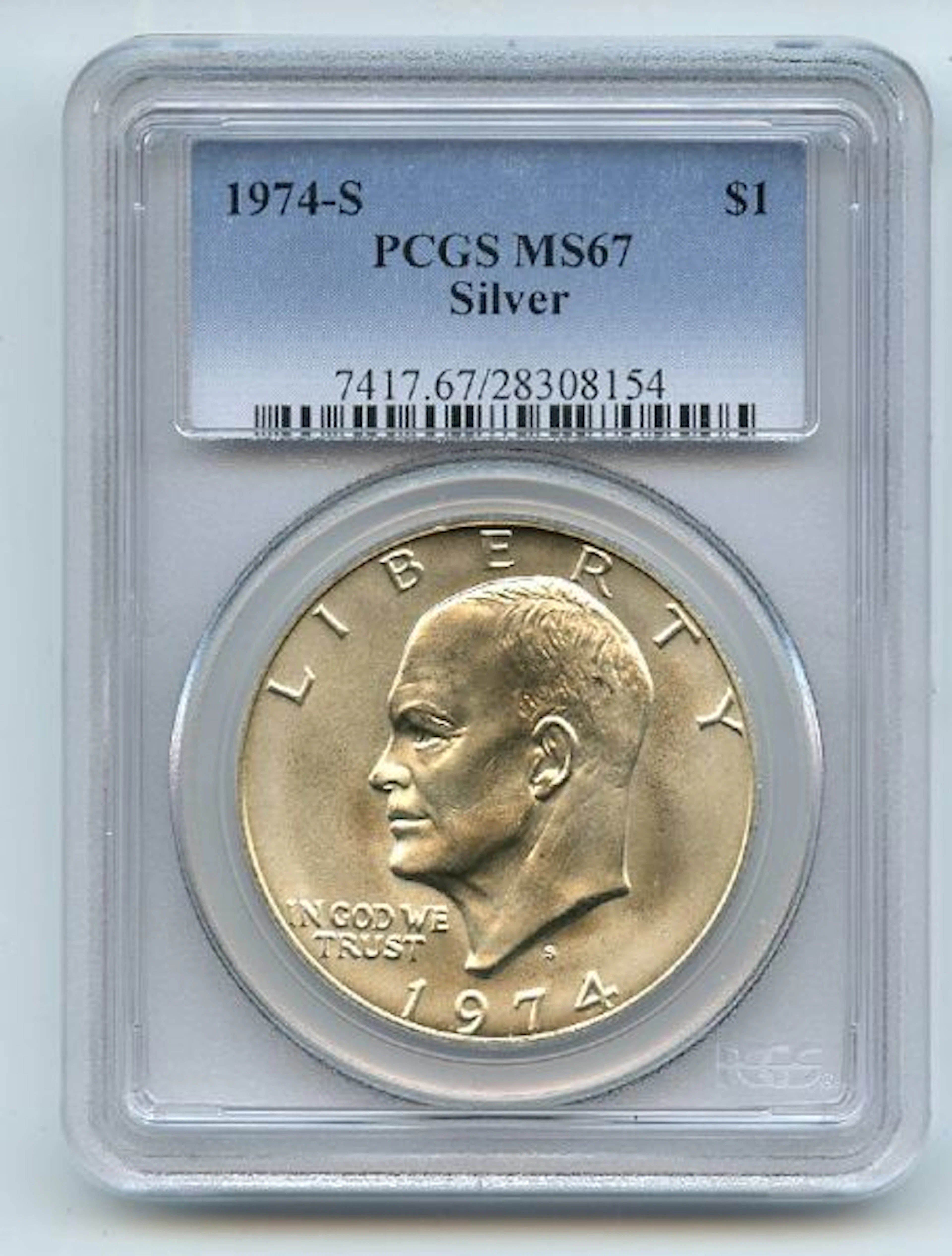 1974 S $1 Silver Ike Eisenhower Dollar PCGS MS67 coin