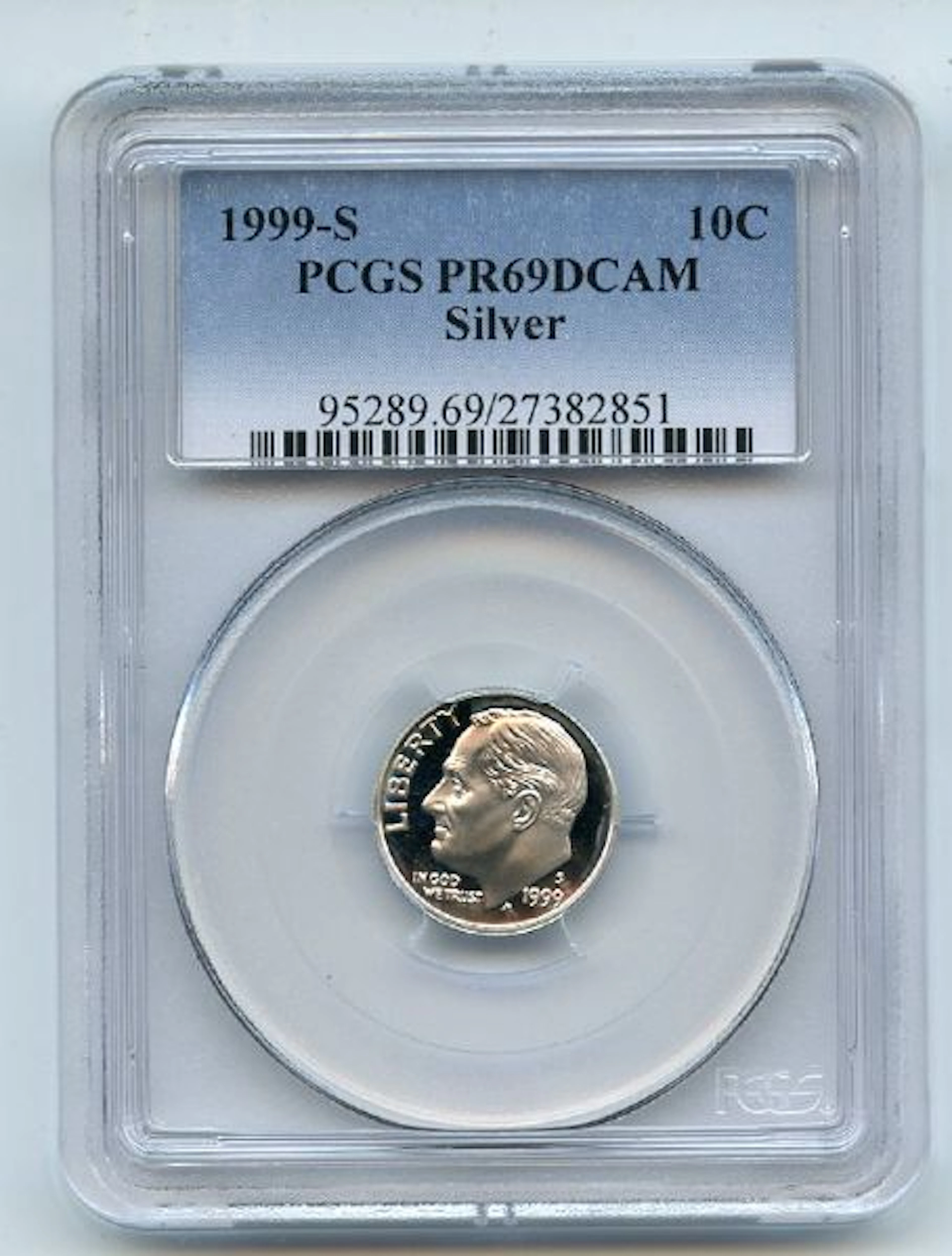 1999 S 10C Silver Roosevelt Dime PCGS PR69DCAM coin