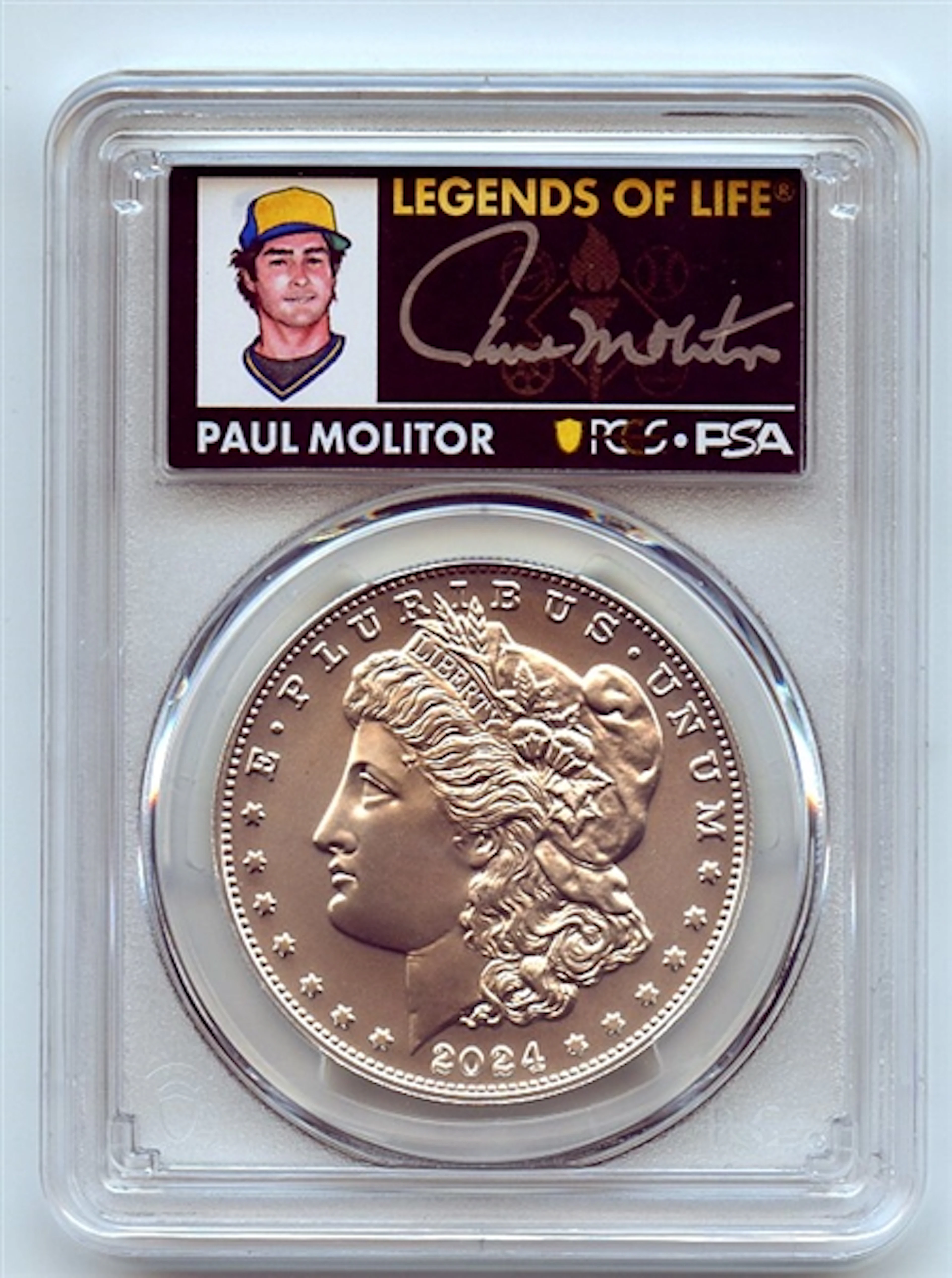 2024 $1 Silver Morgan Dollar PCGS MS70 FS Legends of Life Paul Molitor coin
