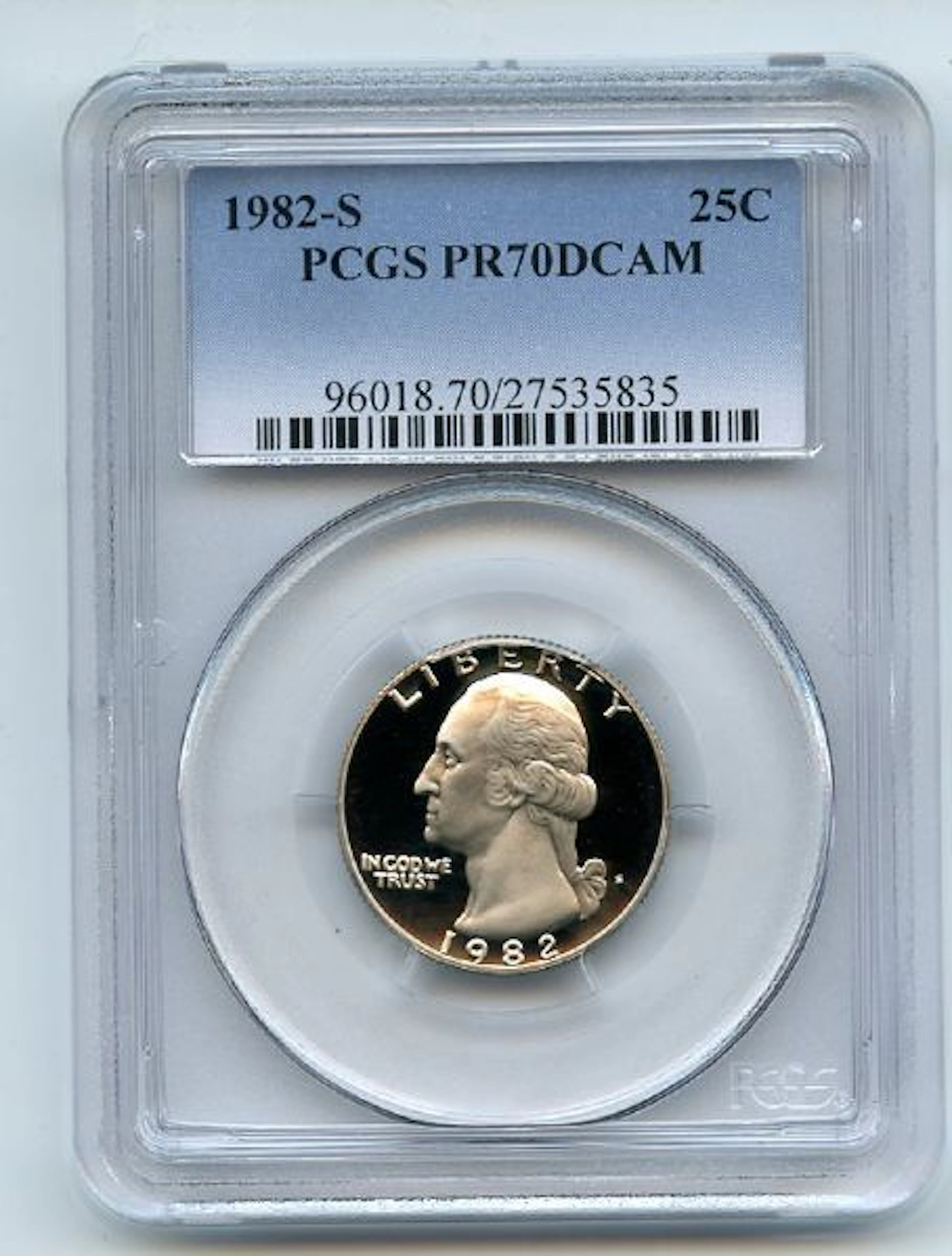 1982 S 25C Washington Quarter Proof PCGS PR70DCAM coin